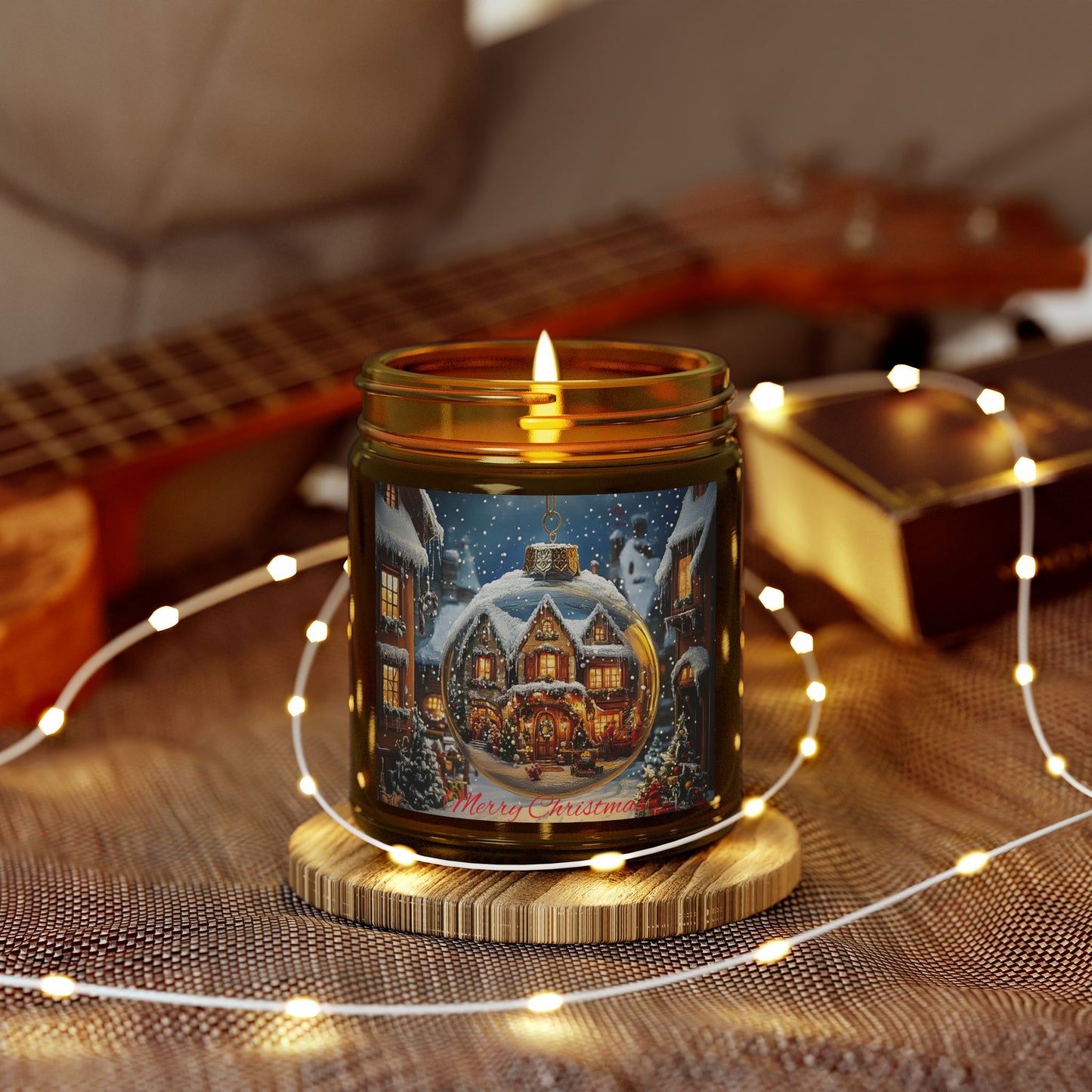 Scented Candle with Enchanting Holiday Scene: Capture the Spirit of Christmas