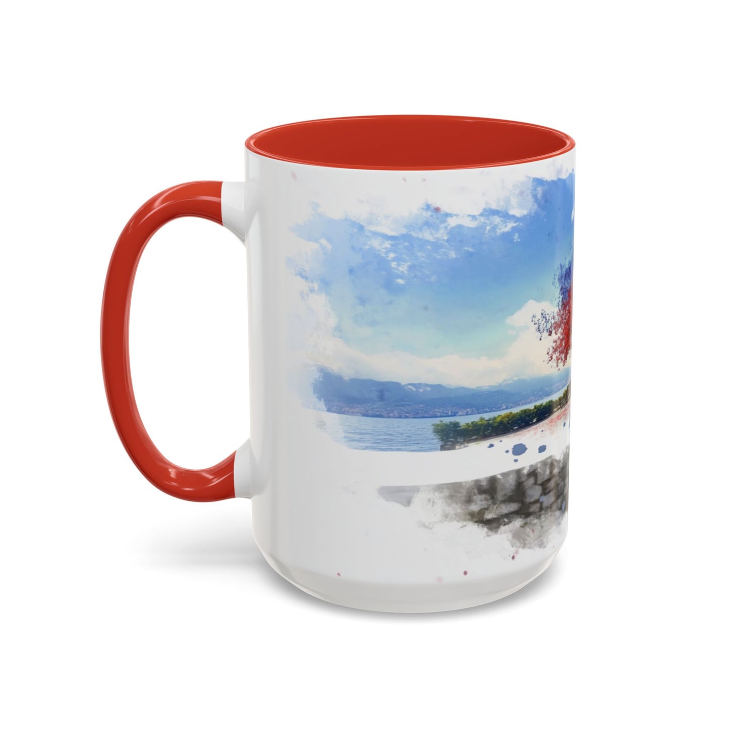 Lakeside Serenity Mug: Artful Watercolor Design