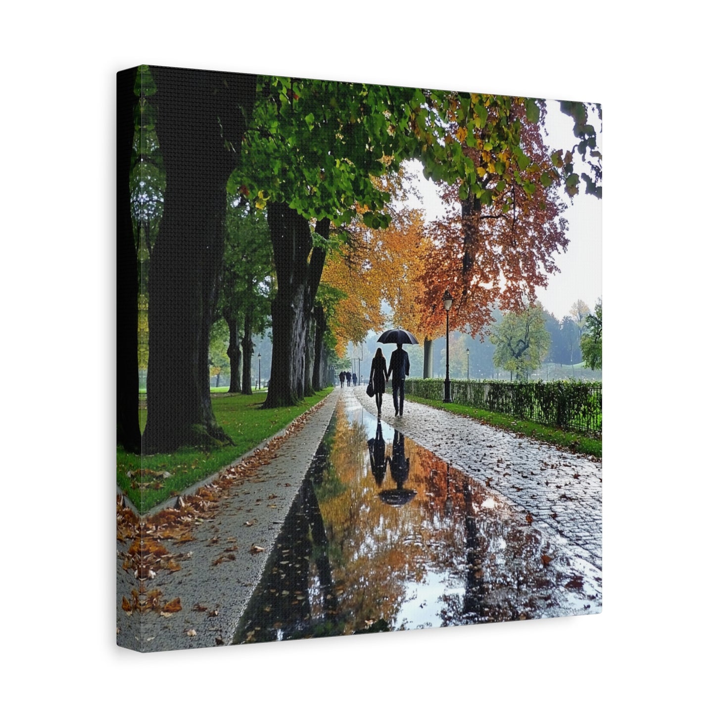 Romantic Autumn Walk: A Tranquil Italian Canvas