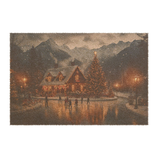 Christmas Doormat - Cozy House and Christmas Tree