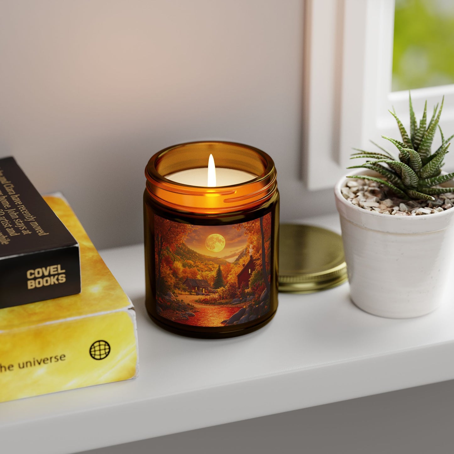 Moonlit Lakeside Autumn Candle – A Tranquil Fall Escape