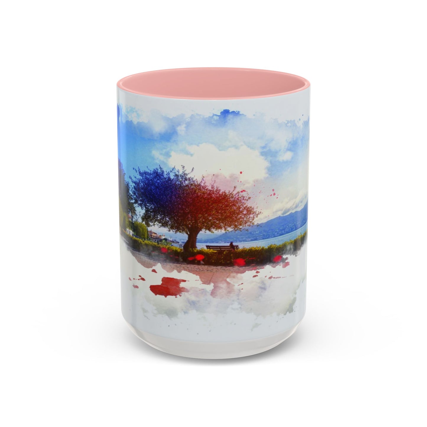 Lakeside Elegance Mug: Watercolor Scenic Design