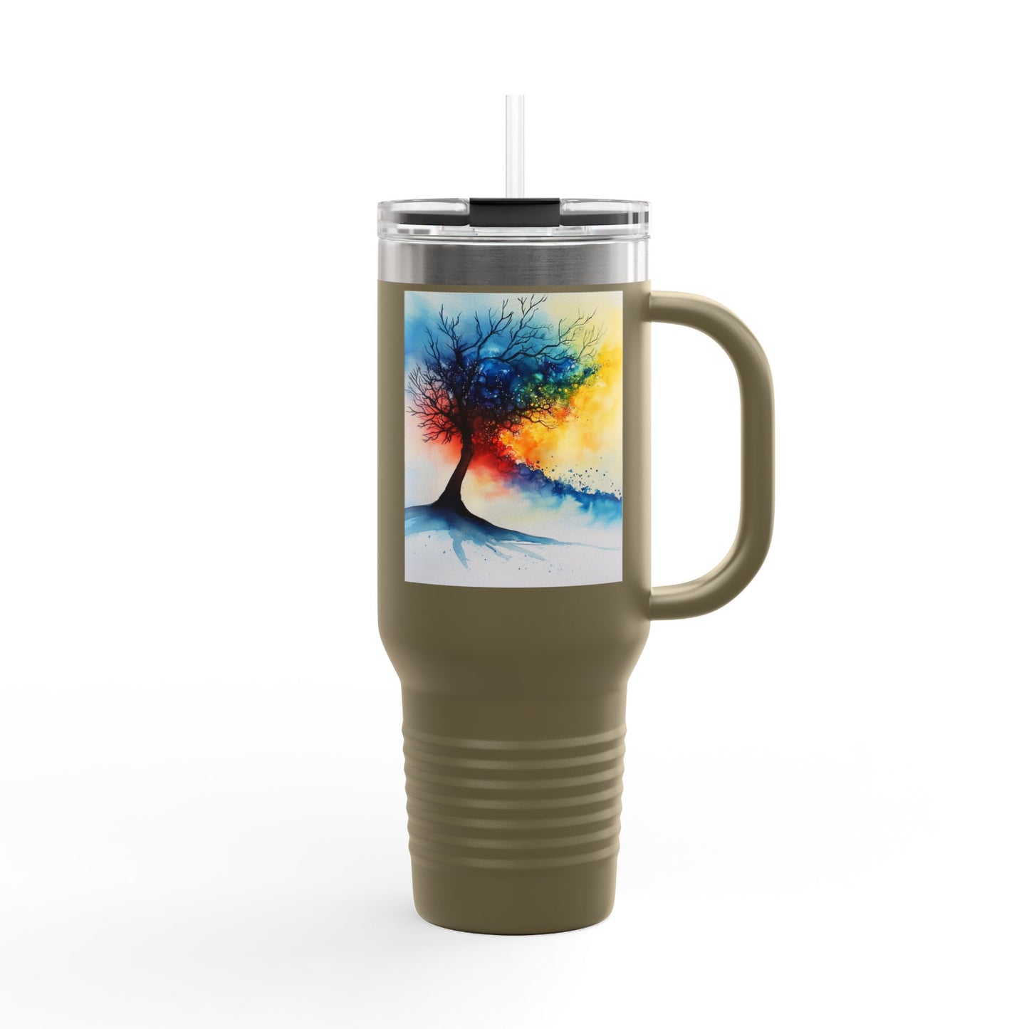 Insulated Travel Mug, 40oz - Abstract Watercolor Blend Design