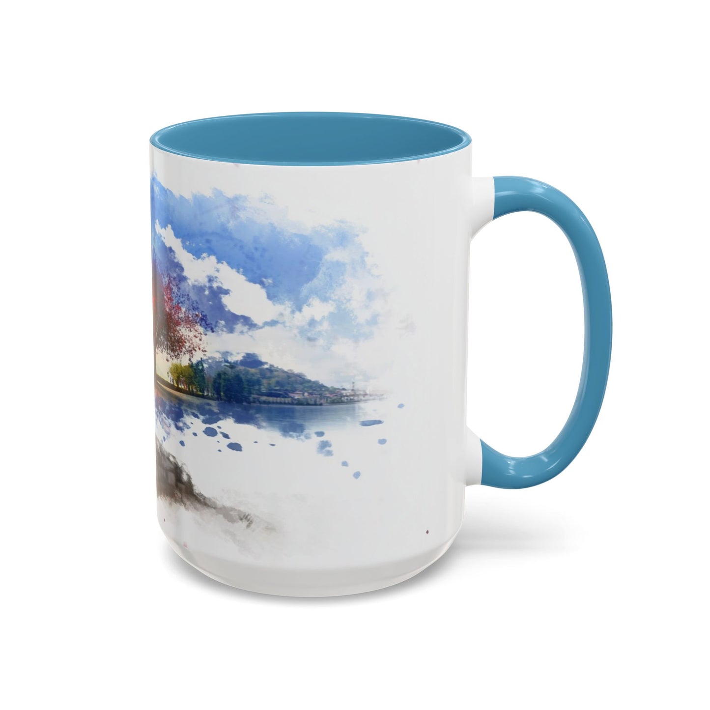 Lakeside Serenity Mug: Artful Watercolor Design