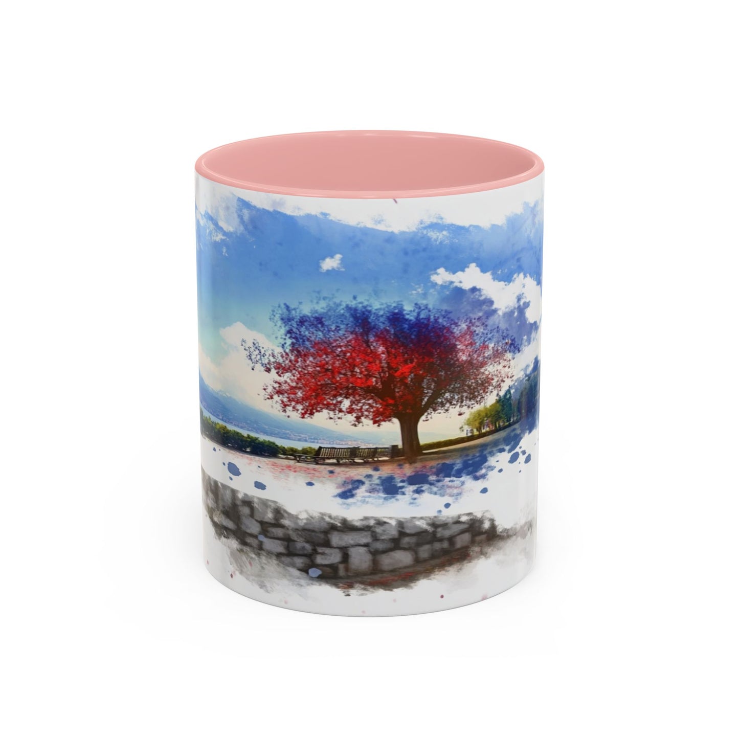 Lakeside Serenity Mug: Artful Watercolor Design