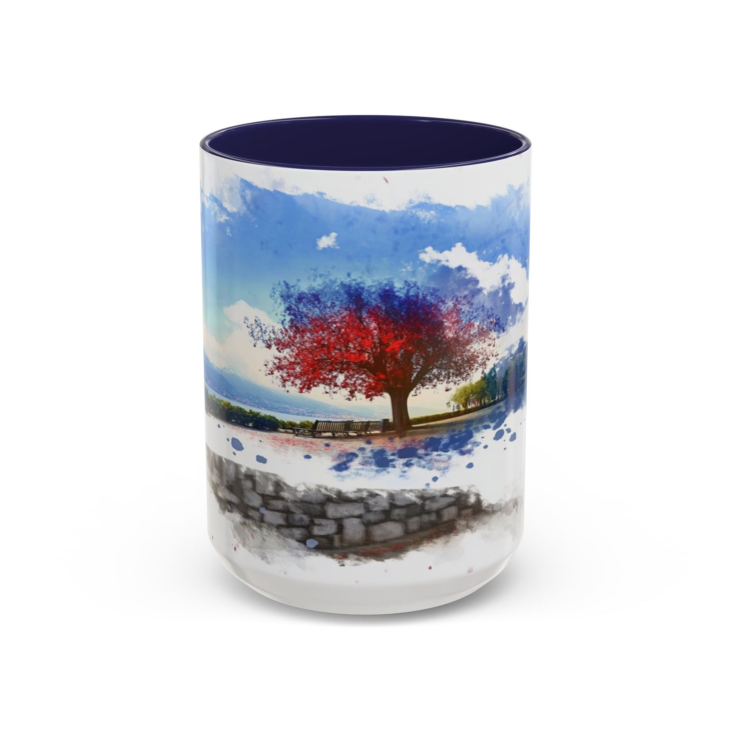 Lakeside Serenity Mug: Artful Watercolor Design