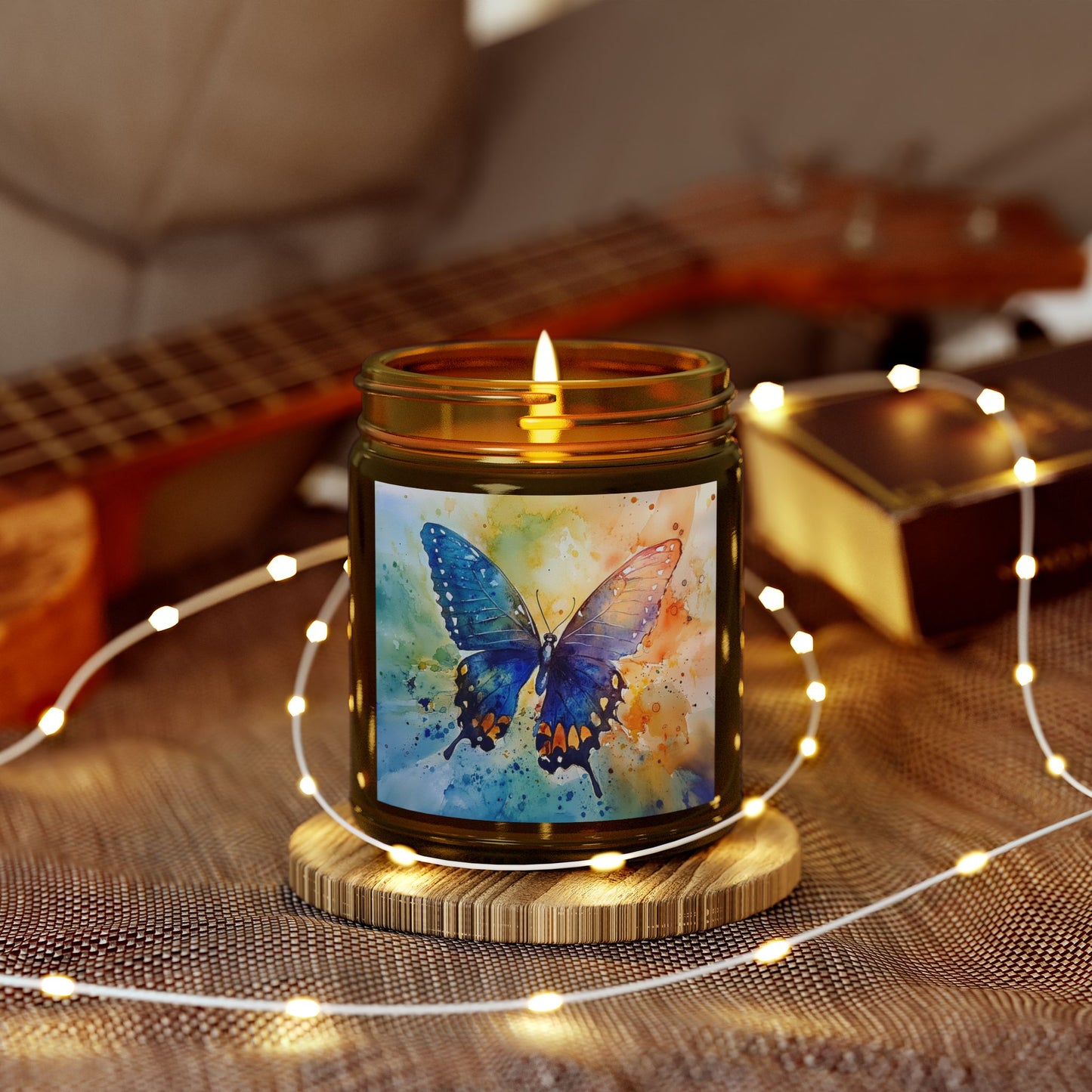 Elegant Watercolor Butterfly Candle – A Touch of Nature's Grace