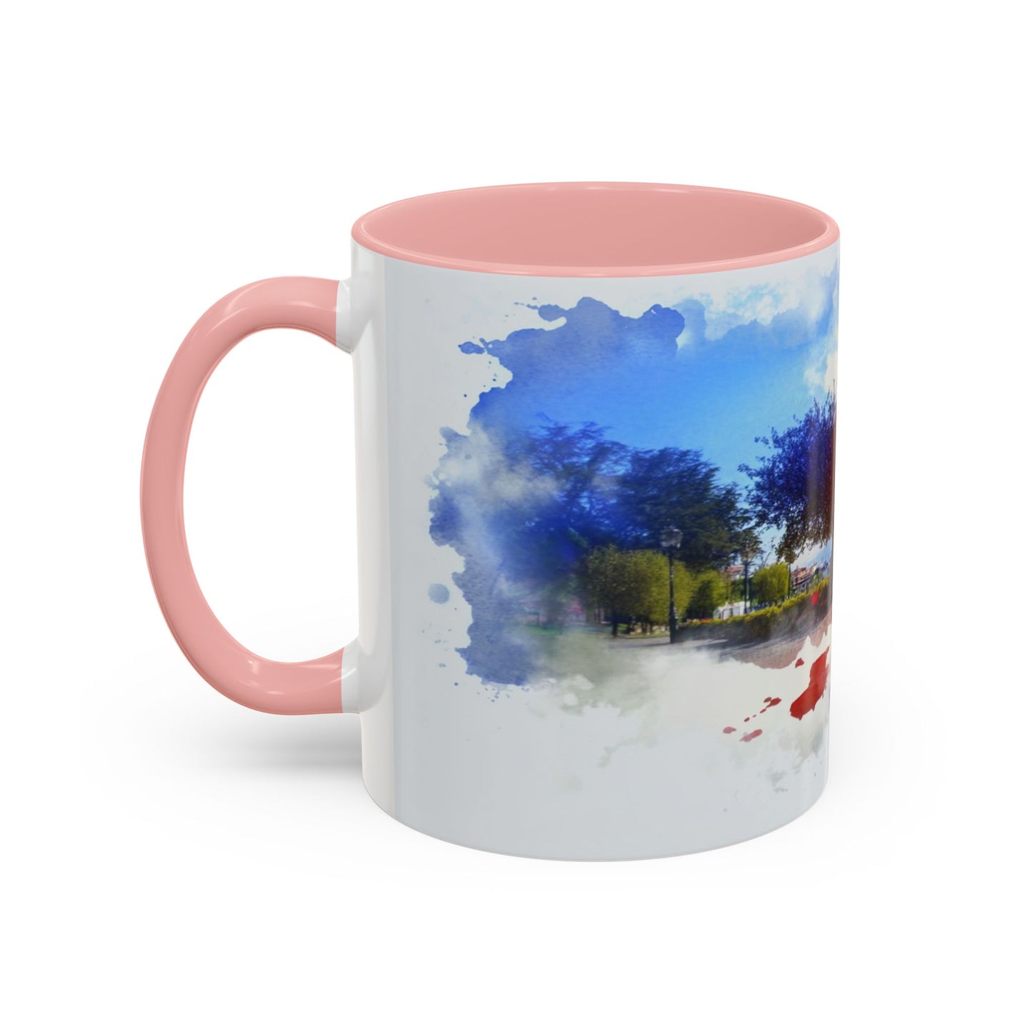 Lakeside Elegance Mug: Watercolor Scenic Design