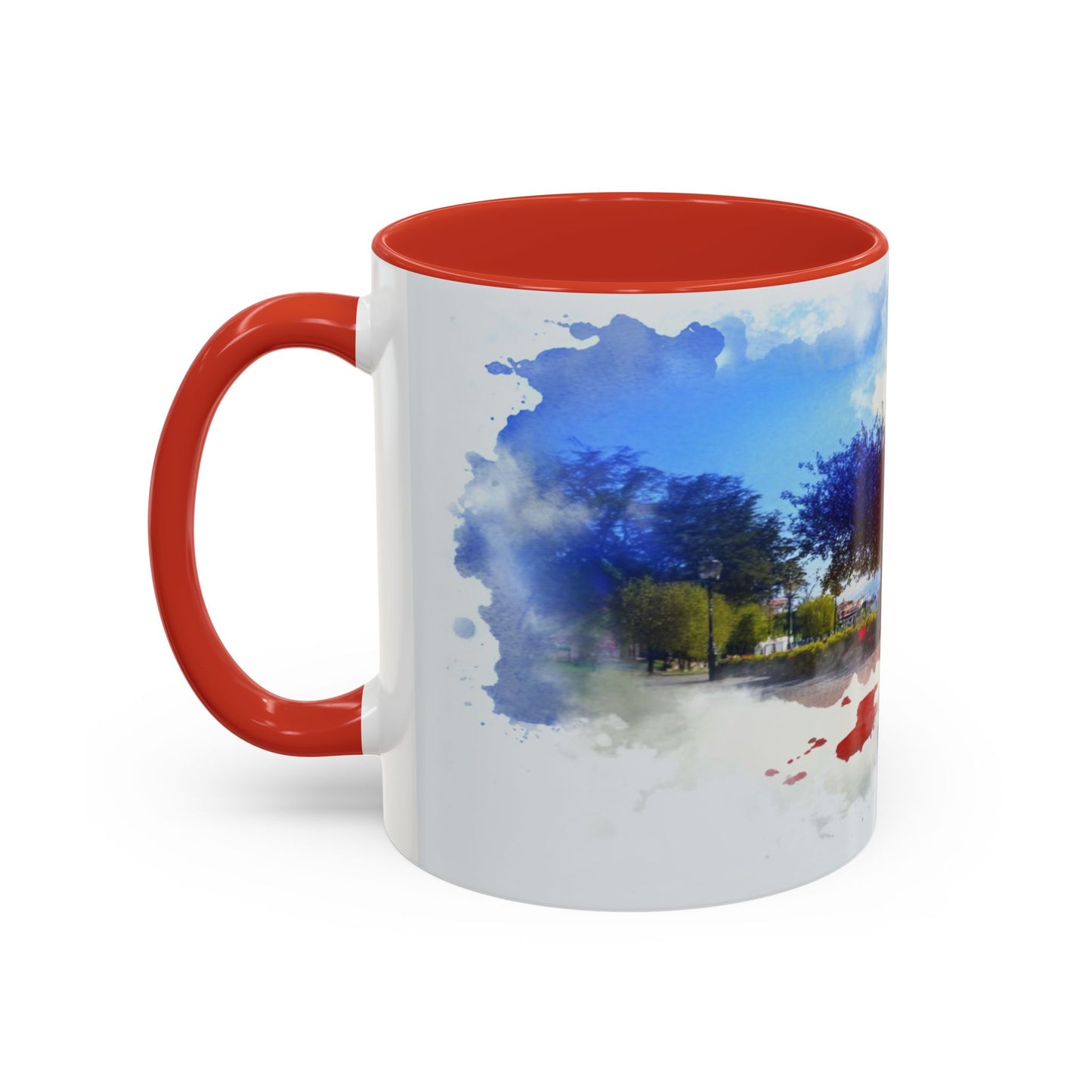 Lakeside Elegance Mug: Watercolor Scenic Design