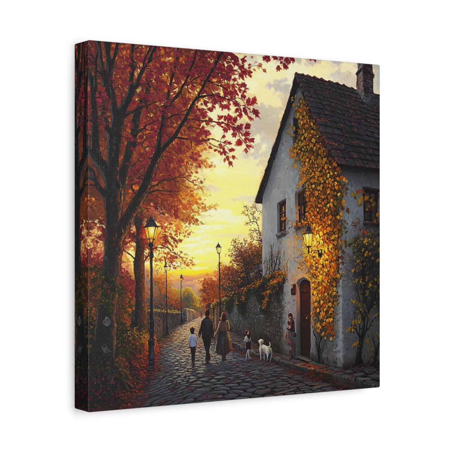 Autumn Street Matte Canvas: Amber Stroll