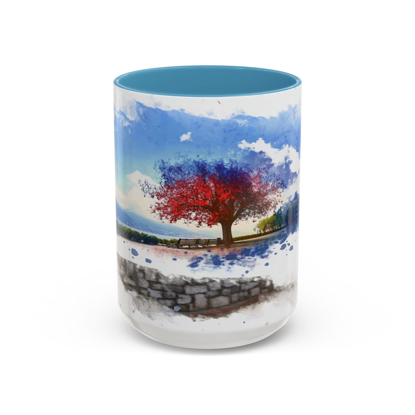 Lakeside Serenity Mug: Artful Watercolor Design