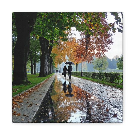 Romantic Autumn Walk: A Tranquil Italian Canvas