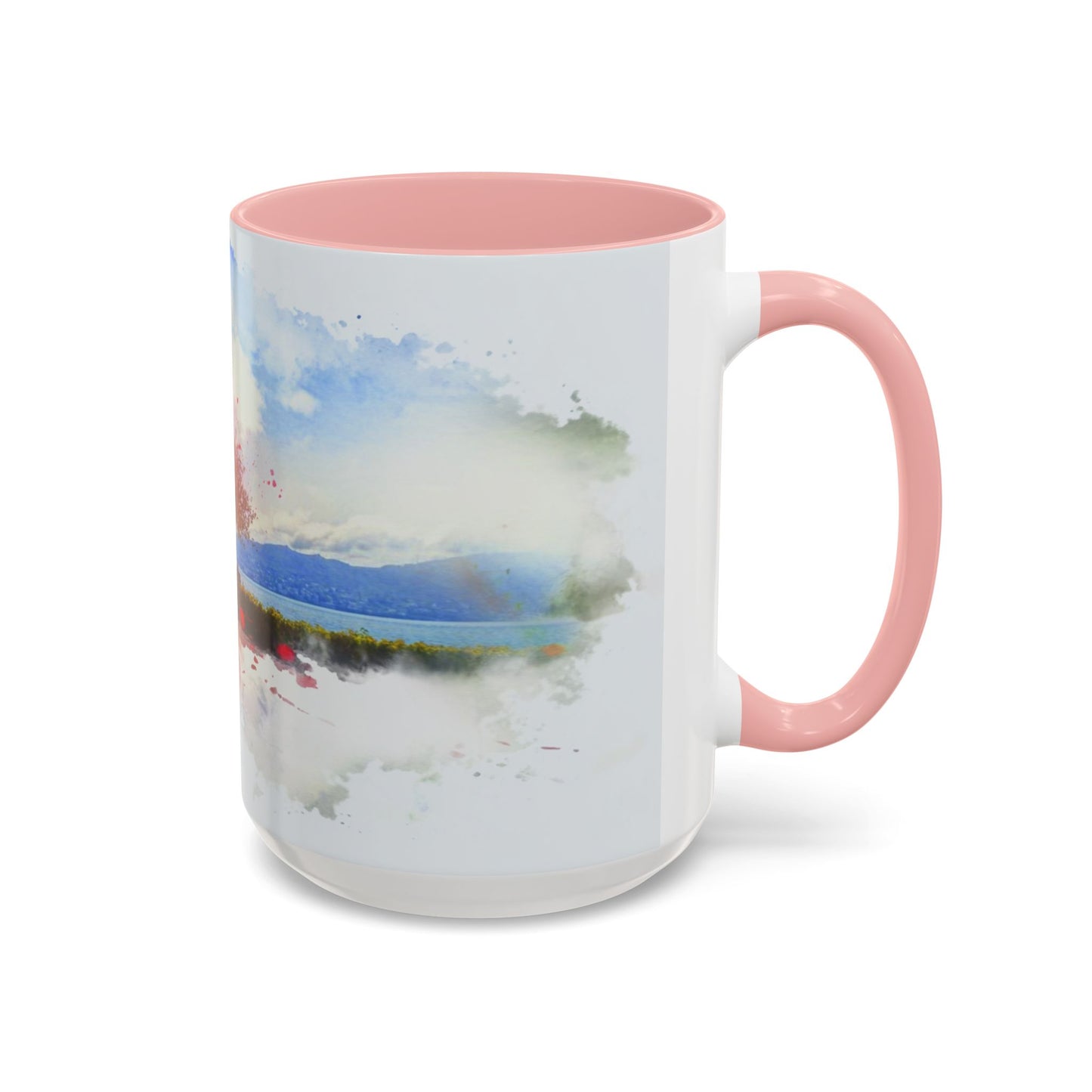 Lakeside Elegance Mug: Watercolor Scenic Design