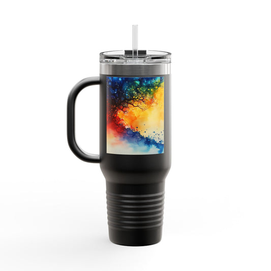 Insulated Travel Mug, 40oz - Abstract Watercolor Blend Design