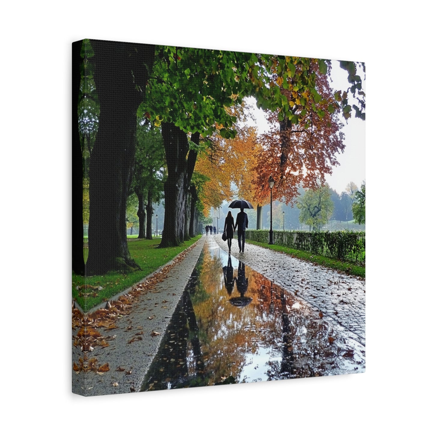 Romantic Autumn Walk: A Tranquil Italian Canvas