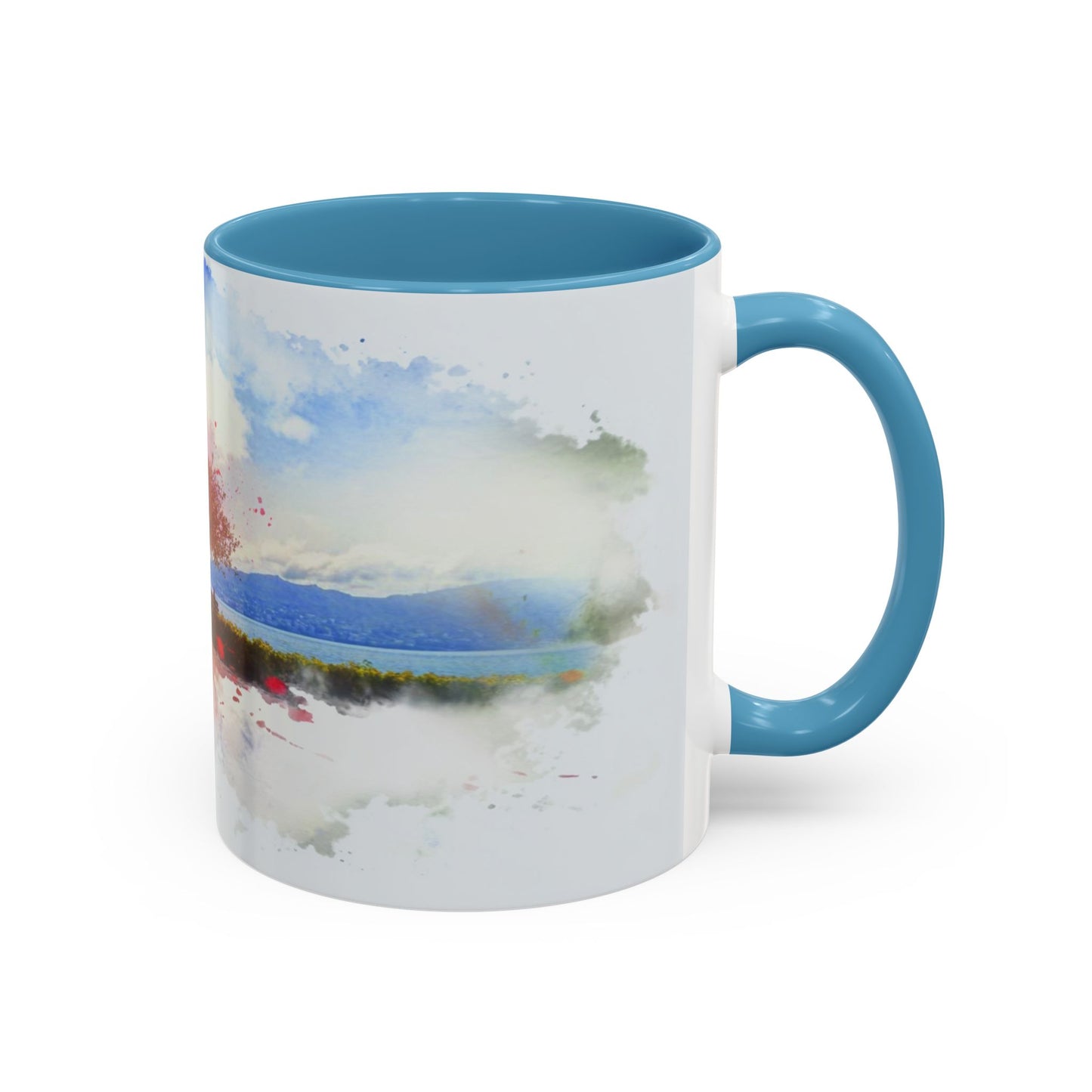 Lakeside Elegance Mug: Watercolor Scenic Design