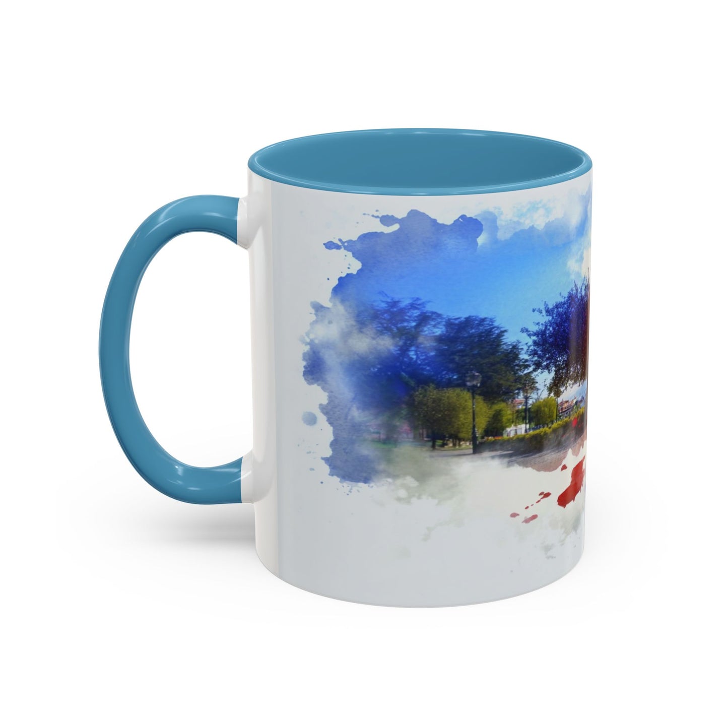 Lakeside Elegance Mug: Watercolor Scenic Design