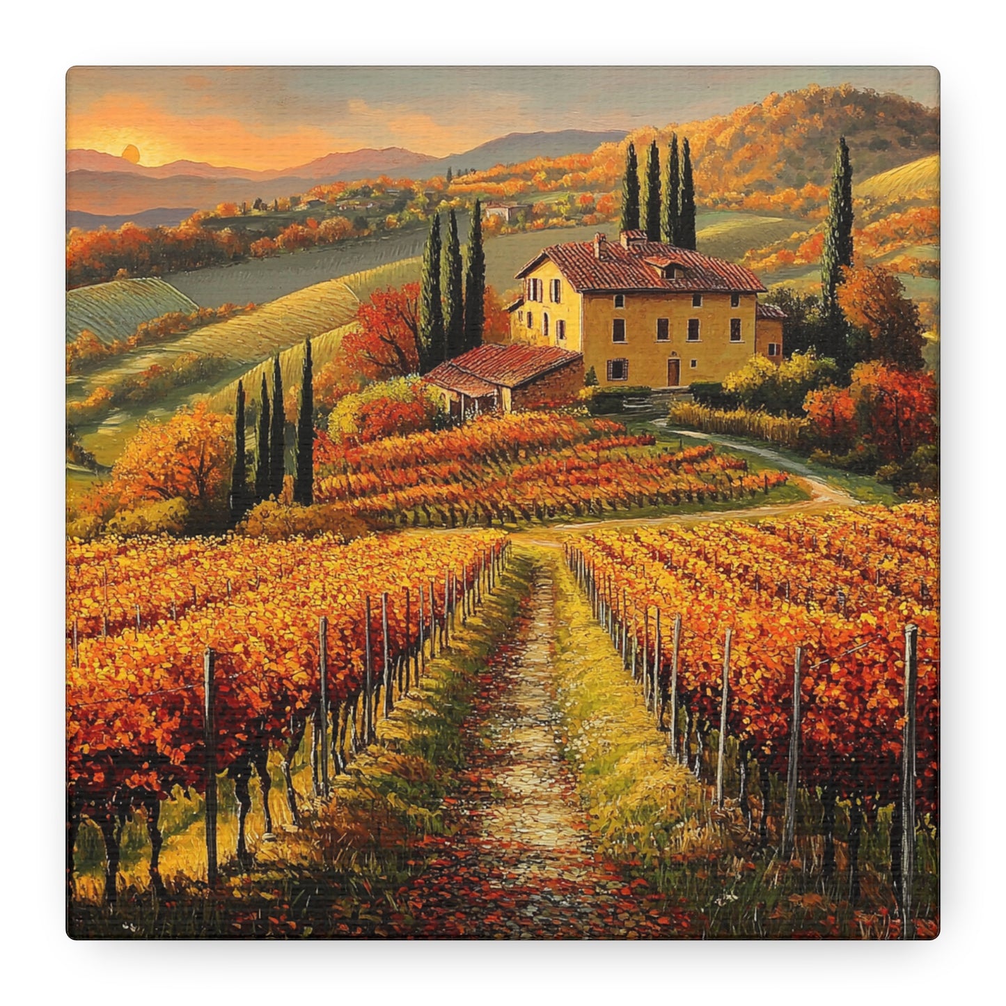 Golden Tuscan Sunset Canvas: A Tribute to Italy’s Beauty