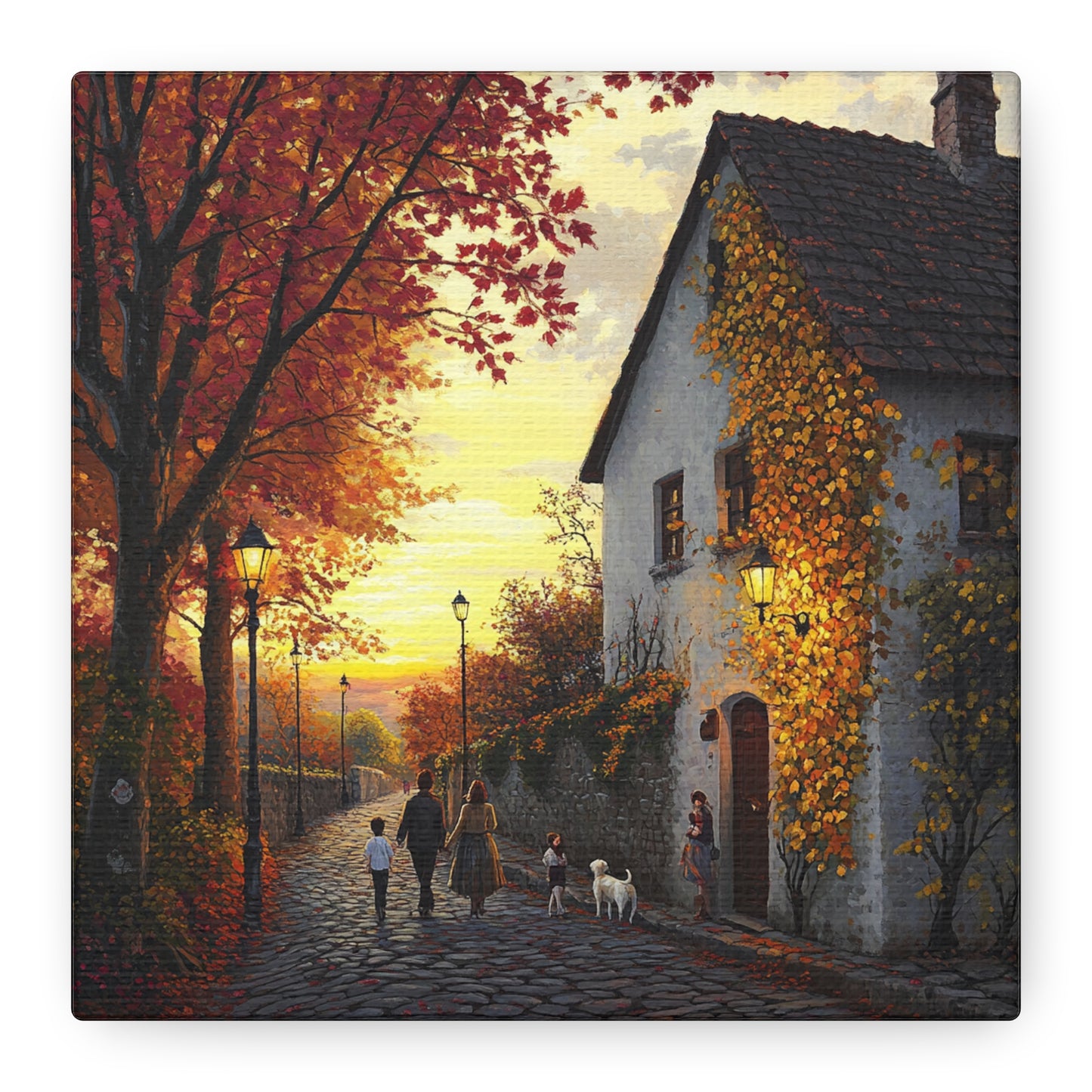 Autumn Street Matte Canvas: Amber Stroll