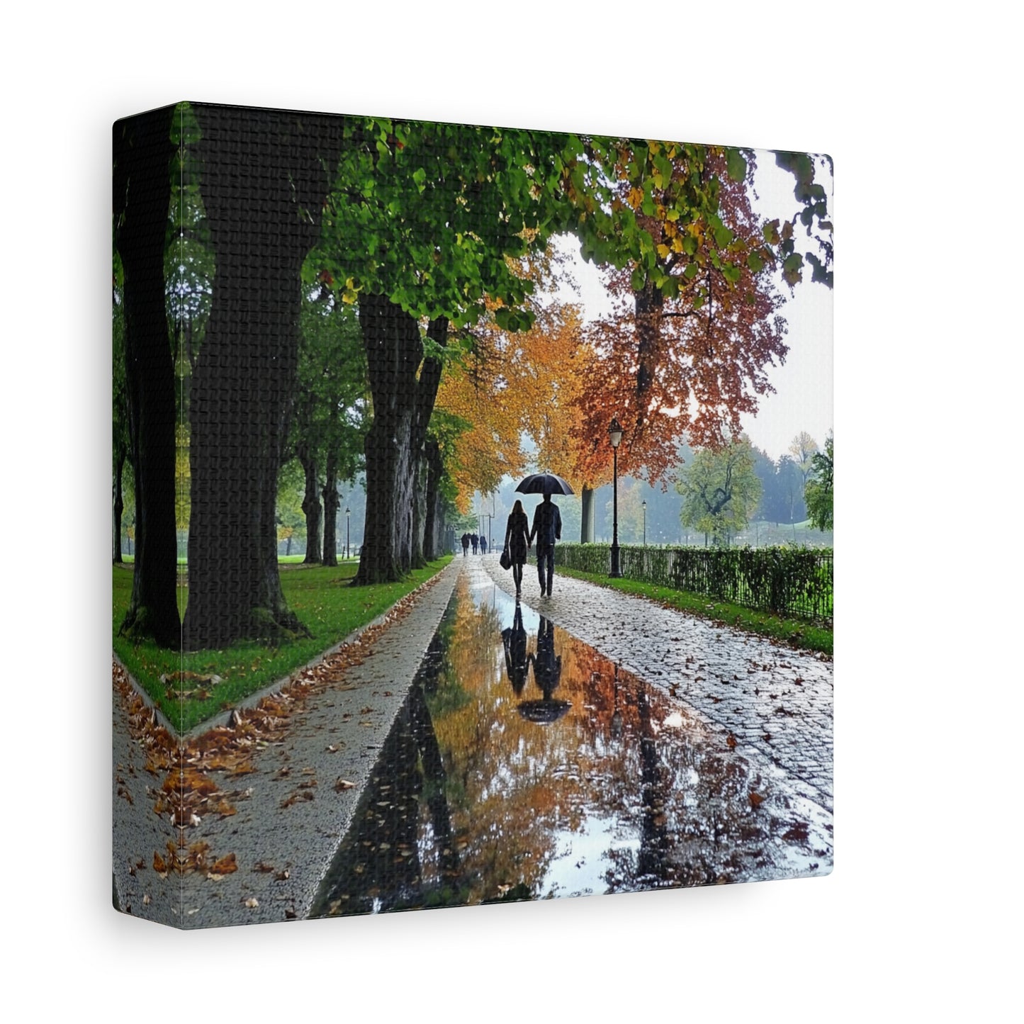 Romantic Autumn Walk: A Tranquil Italian Canvas