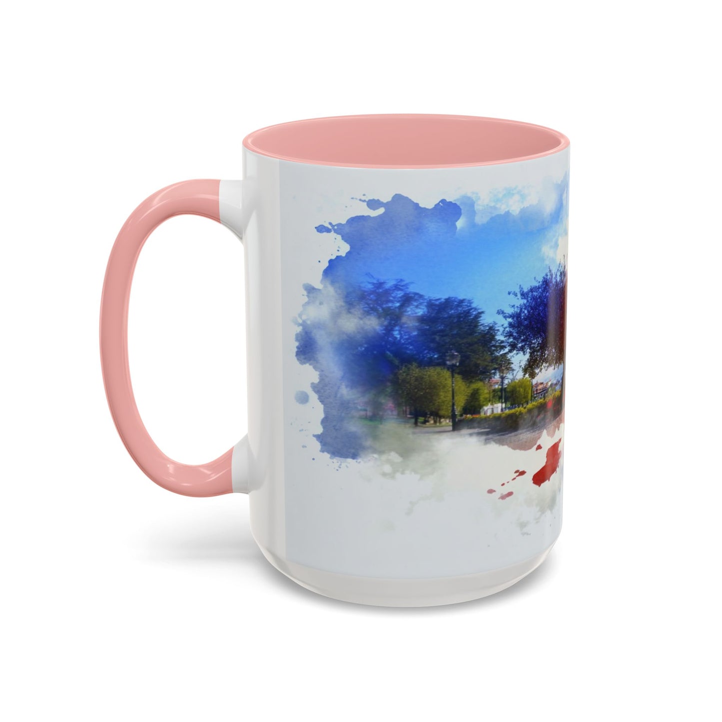 Lakeside Elegance Mug: Watercolor Scenic Design