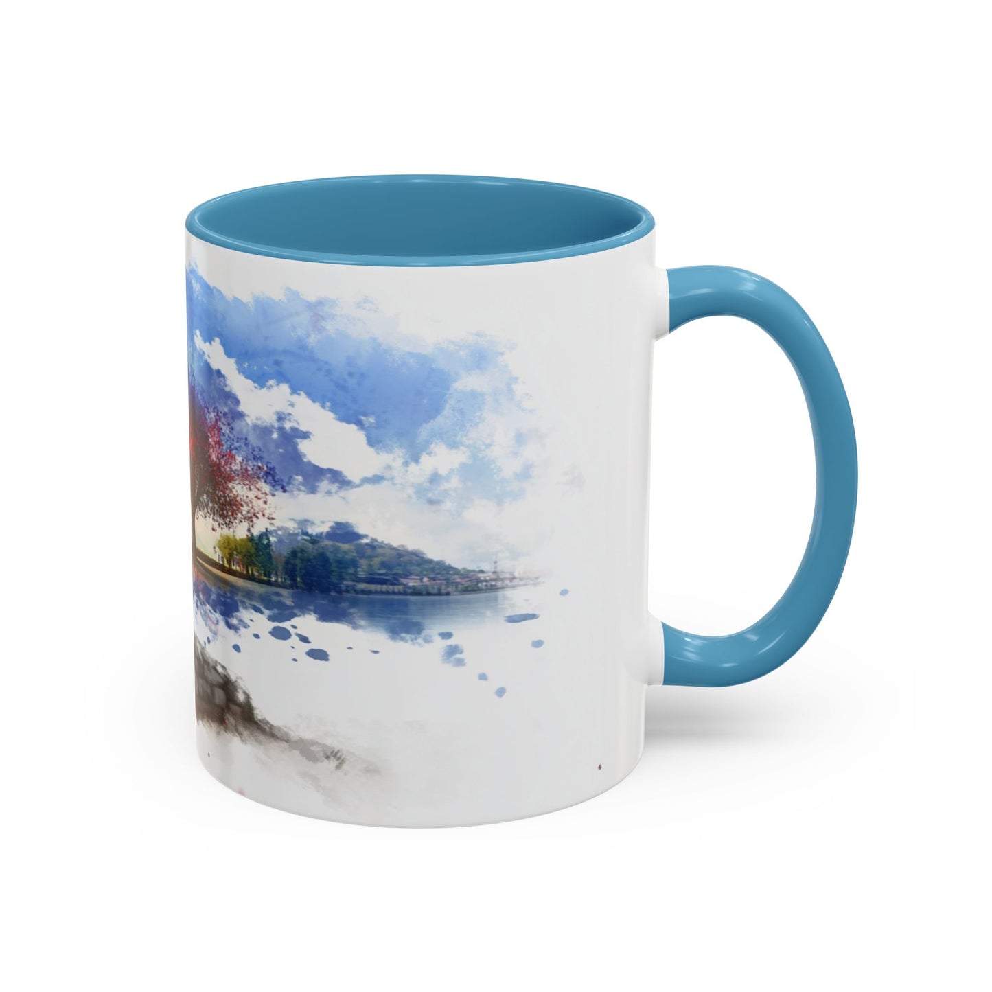 Lakeside Serenity Mug: Artful Watercolor Design