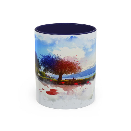 Lakeside Elegance Mug: Watercolor Scenic Design