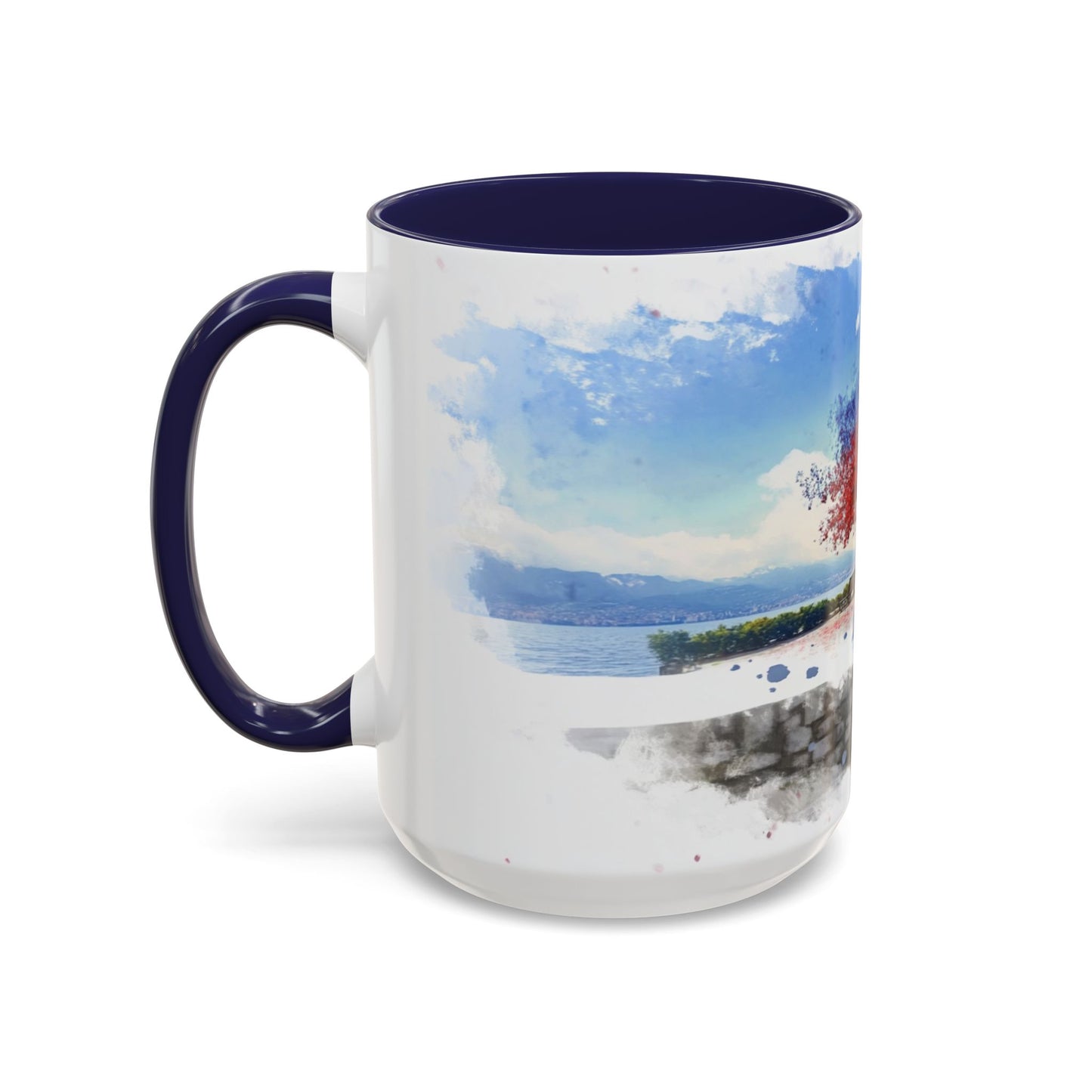 Lakeside Serenity Mug: Artful Watercolor Design