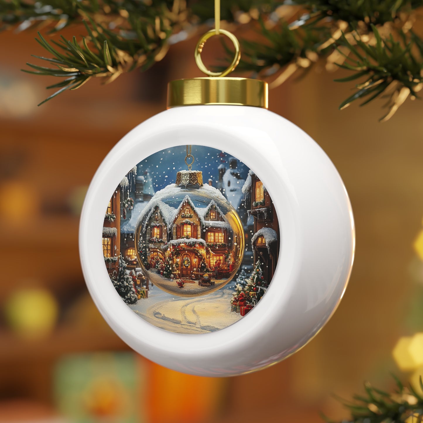 Fairytale Reflection in a Christmas Ball Ornament