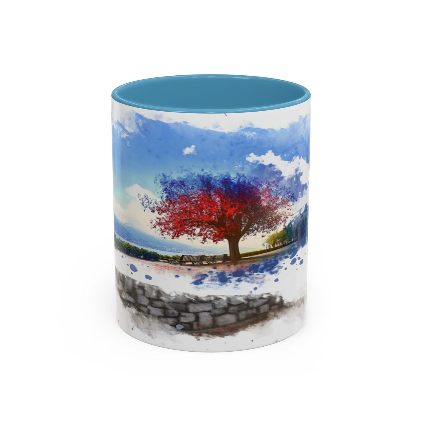 Lakeside Serenity Mug: Artful Watercolor Design