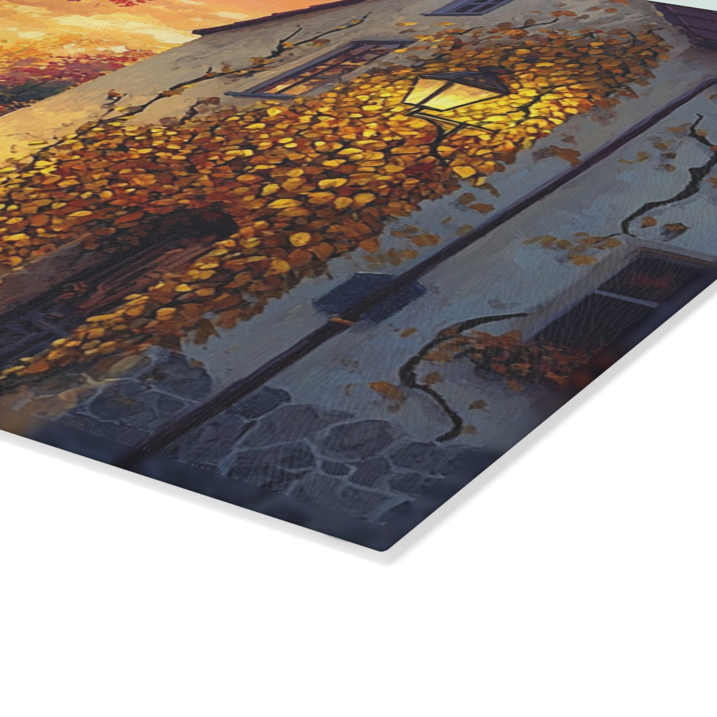 Autumn in Italy Glass Cutting Board: A Slice of Serenity