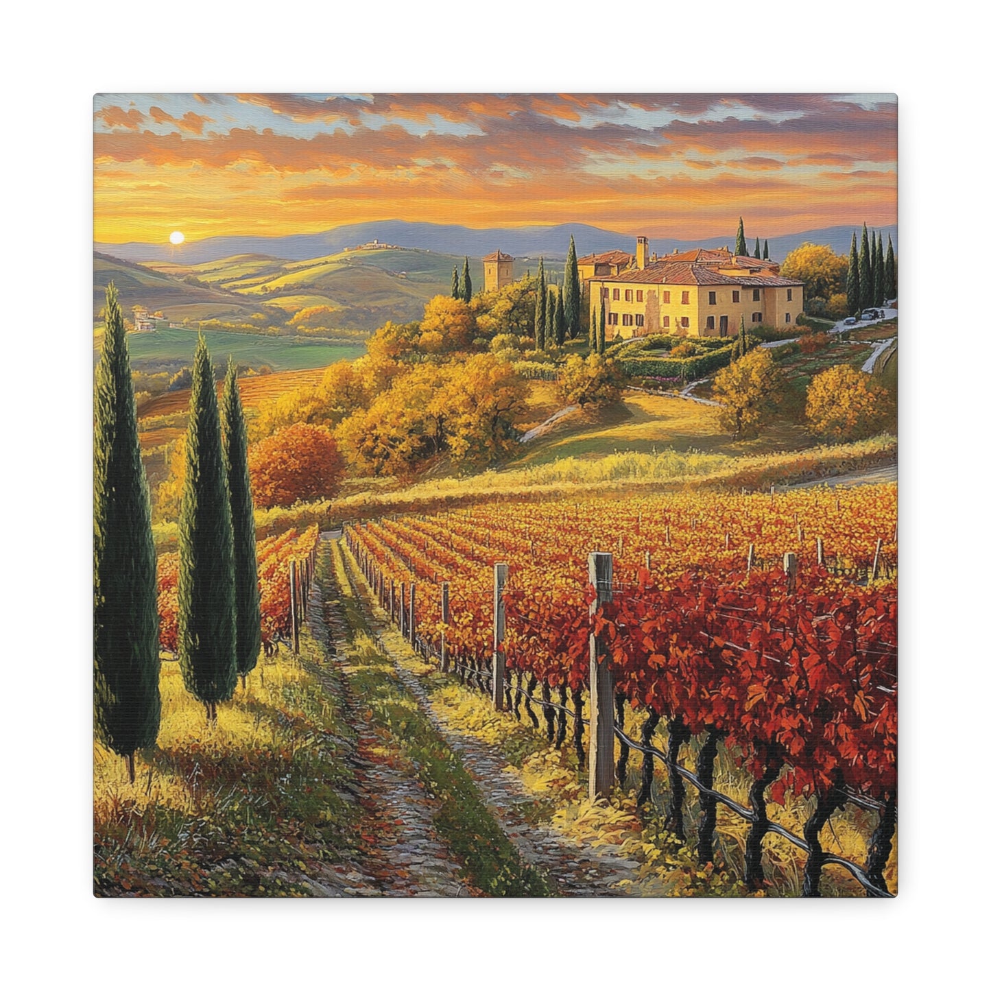 Tuscan Vineyard Serenity Canvas: Embrace the Warmth of Italy