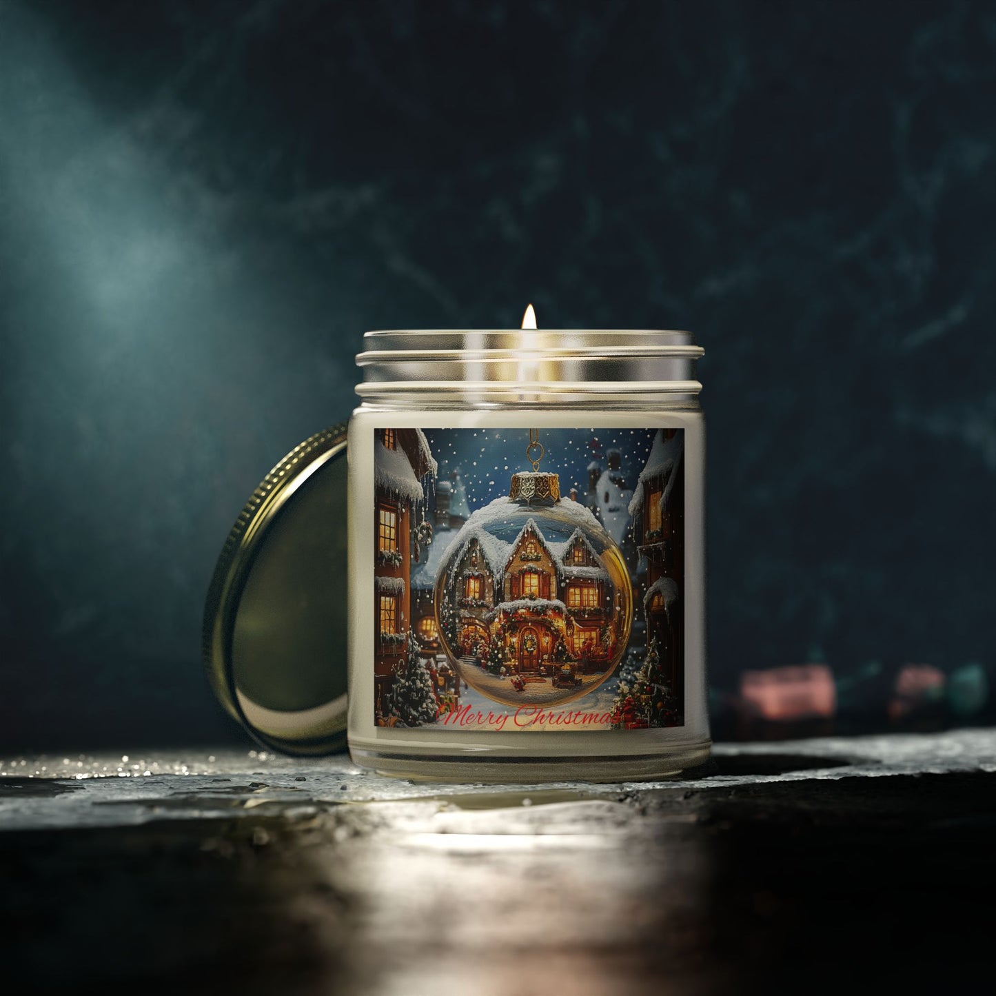 Scented Candle with Enchanting Holiday Scene: Capture the Spirit of Christmas