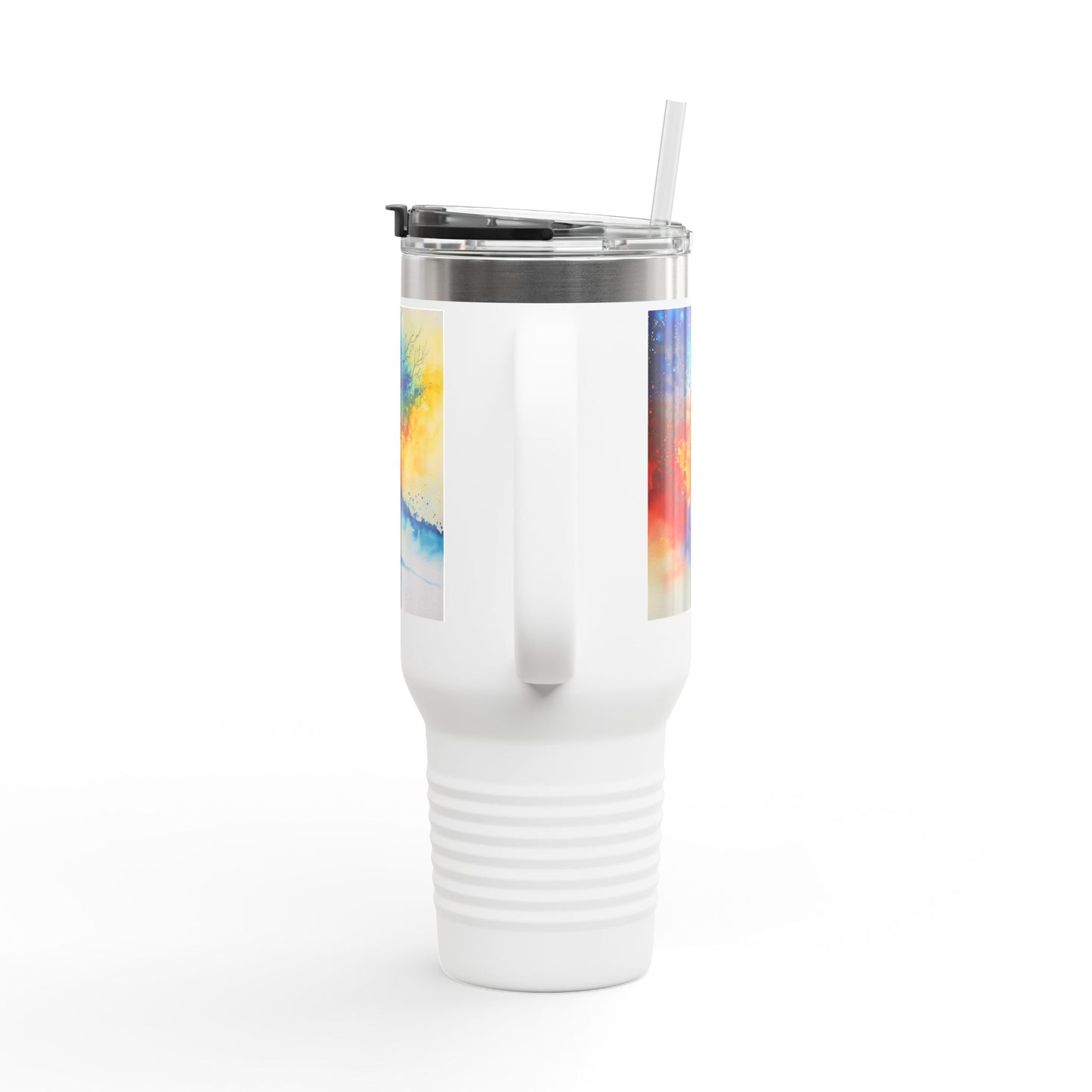 Insulated Travel Mug, 40oz - Abstract Watercolor Blend Design