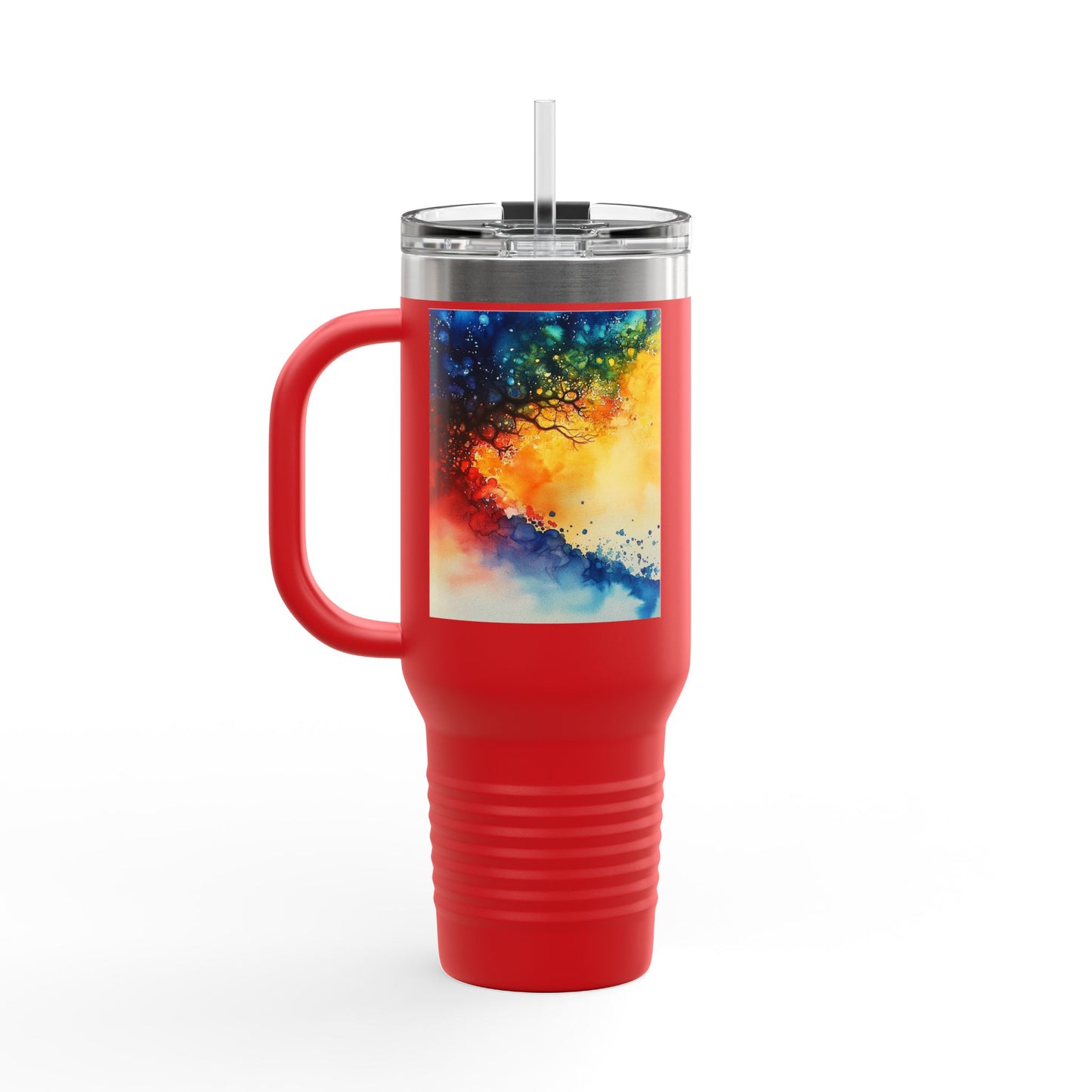 Insulated Travel Mug, 40oz - Abstract Watercolor Blend Design