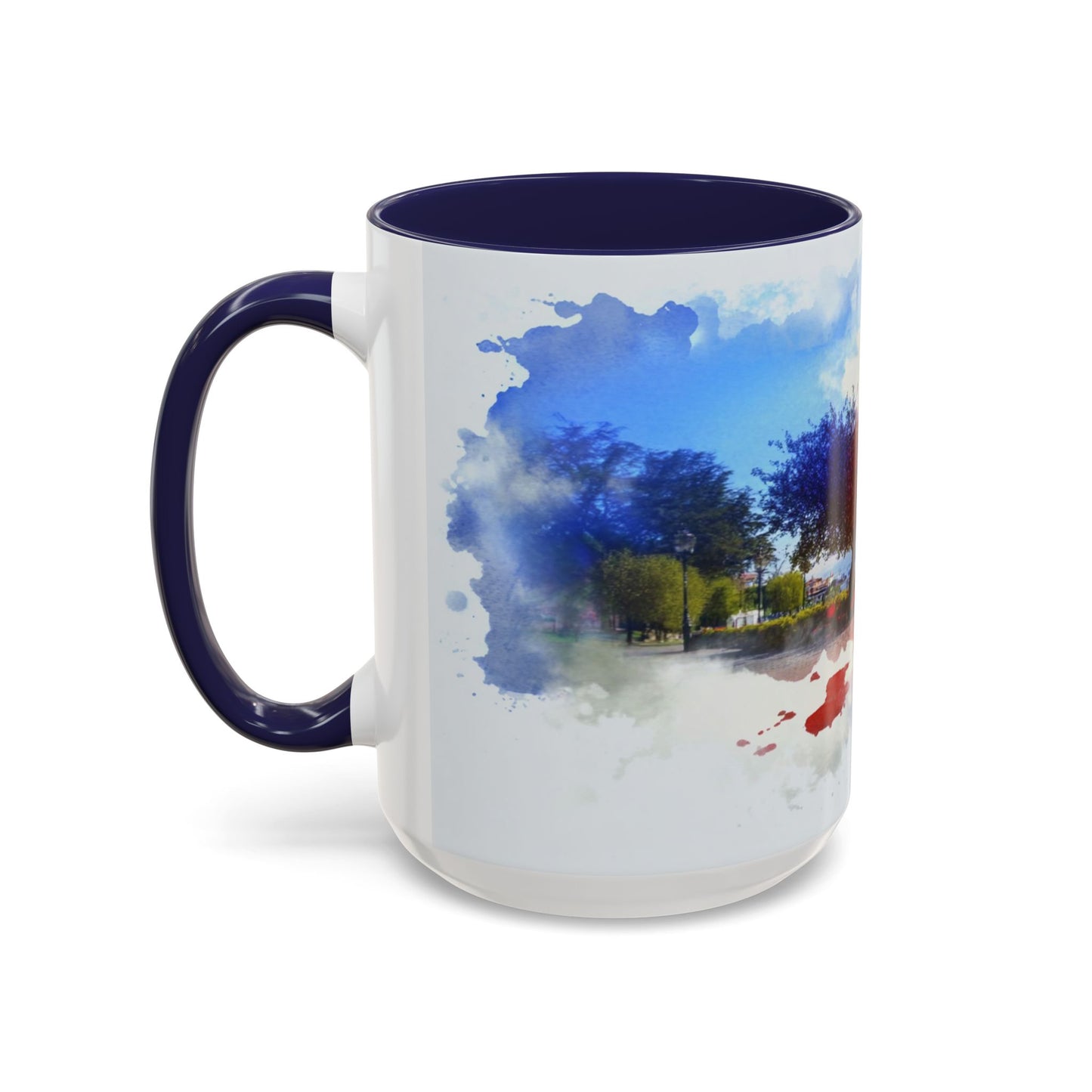 Lakeside Elegance Mug: Watercolor Scenic Design