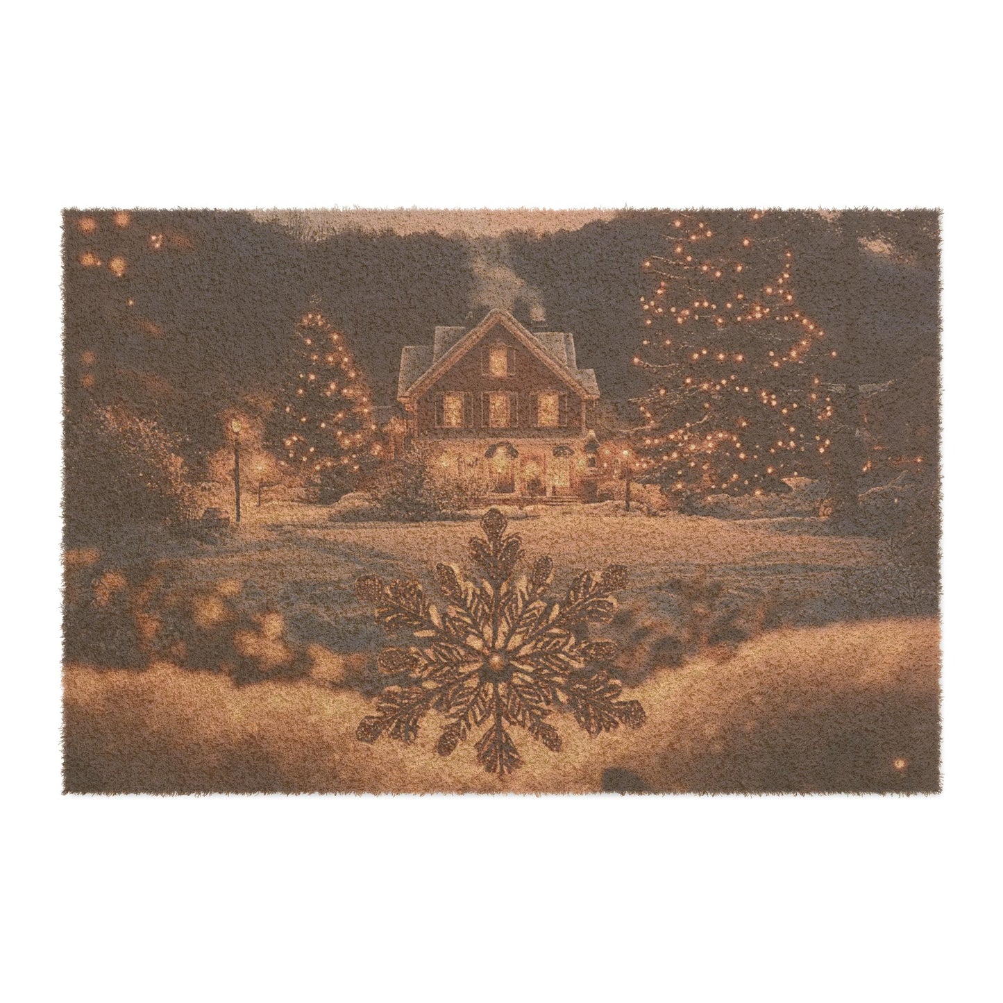 Christmas Scene and Snowflake Doormat