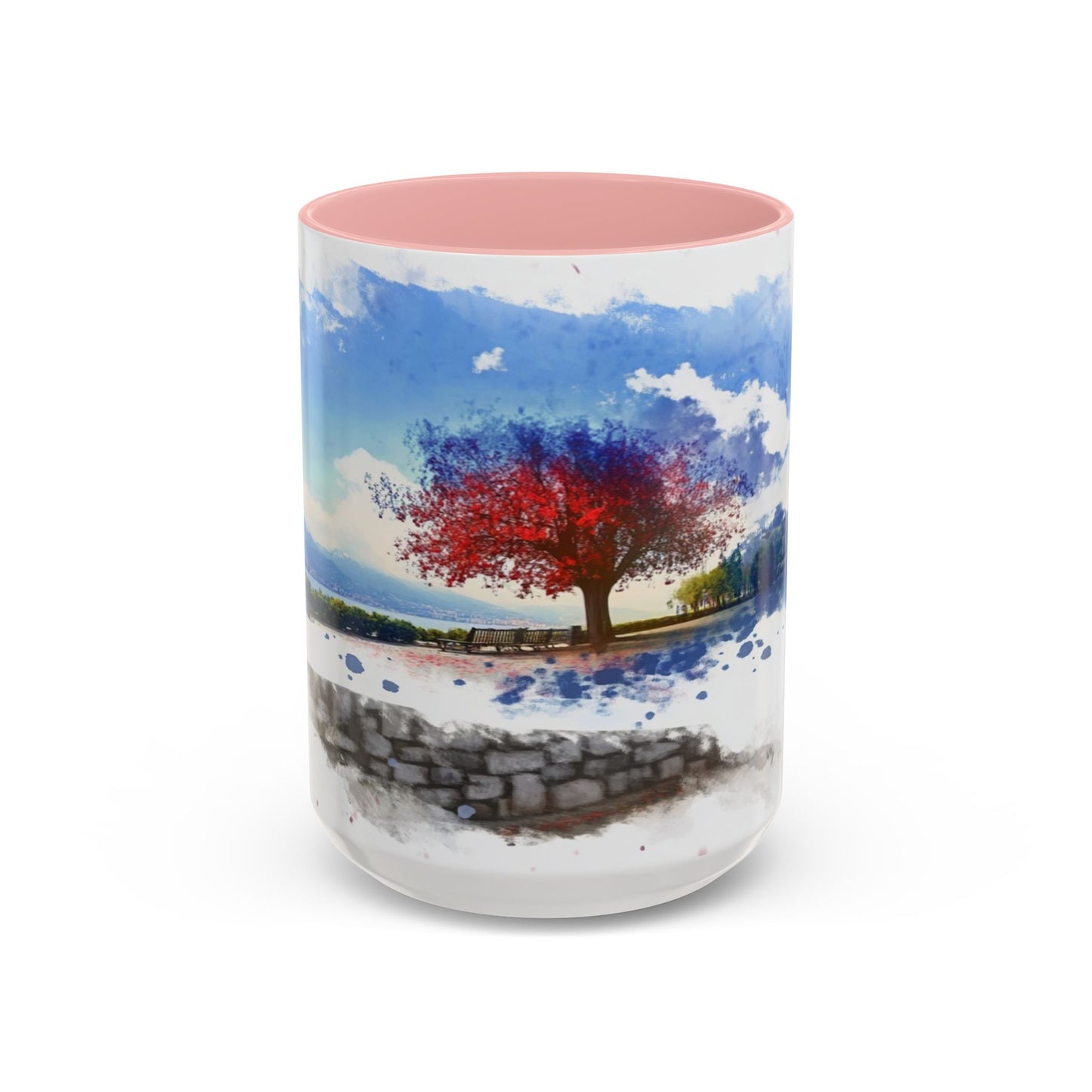 Lakeside Serenity Mug: Artful Watercolor Design