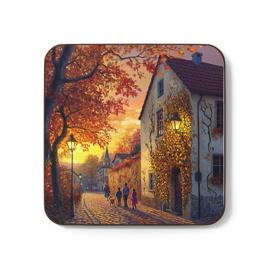 Autumn Stroll in an Italian Town Coaster: Bring Timeless Charm to Your Space