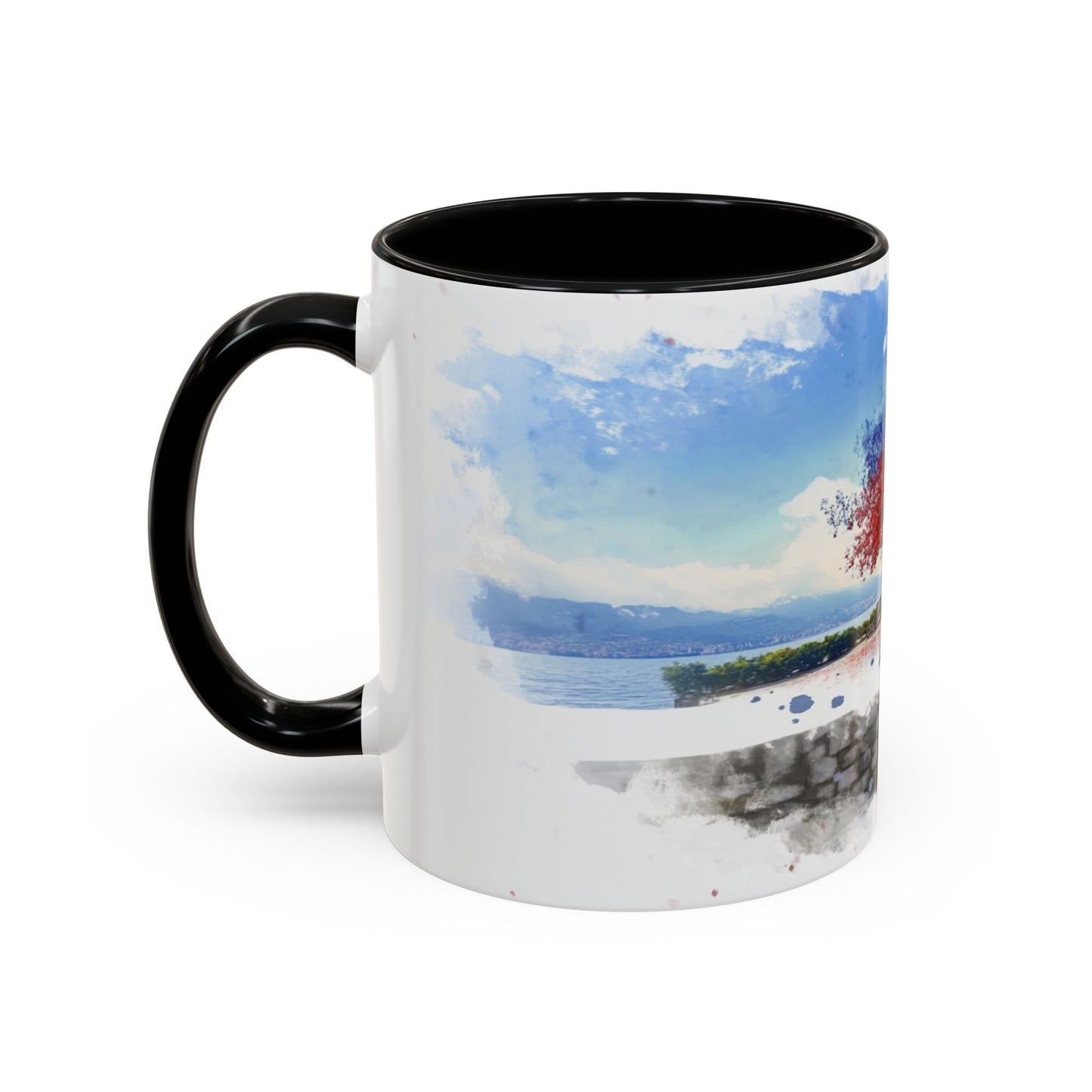 Lakeside Serenity Mug: Artful Watercolor Design