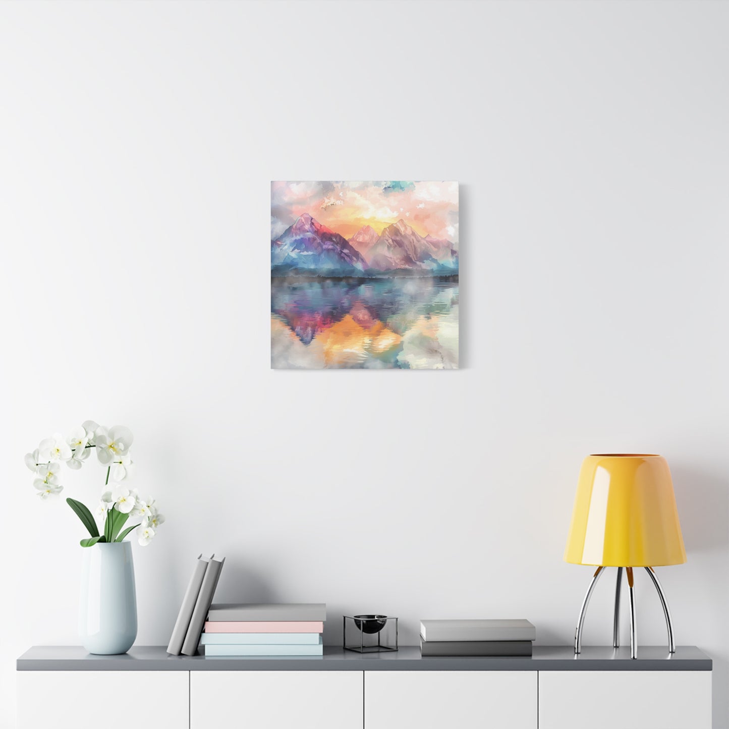 Majestic Peaks: Watercolor Mountain Canvas