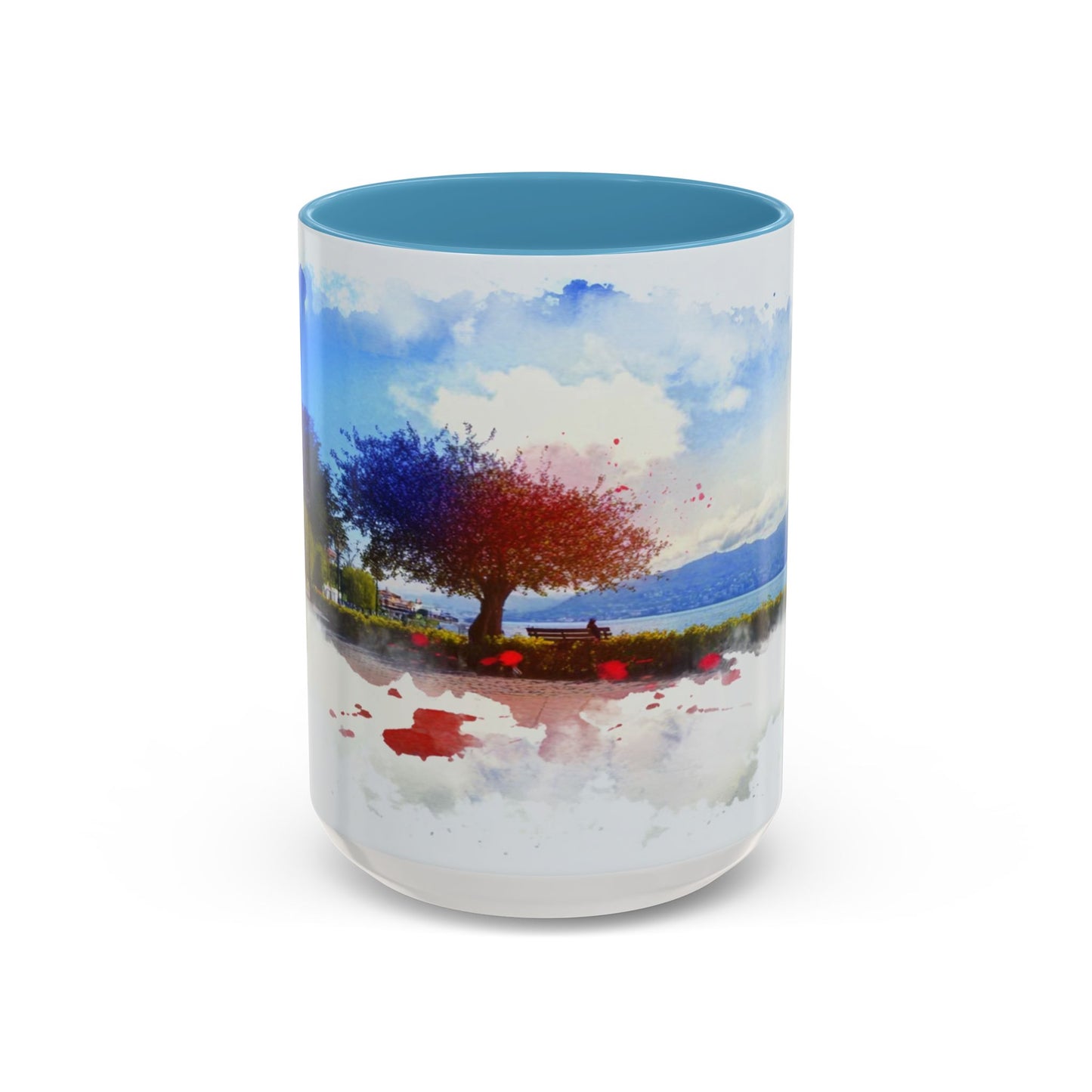 Lakeside Elegance Mug: Watercolor Scenic Design