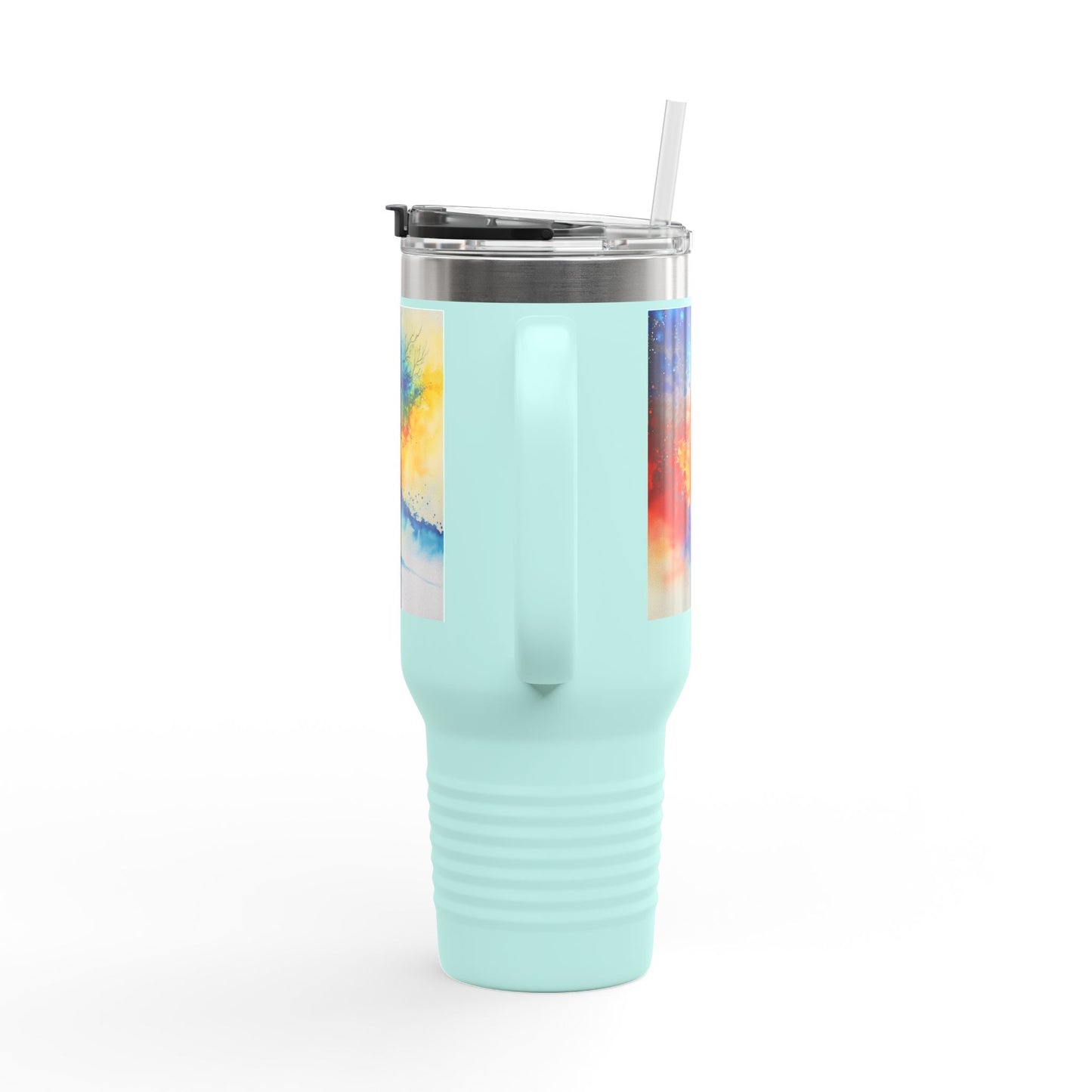 Insulated Travel Mug, 40oz - Abstract Watercolor Blend Design