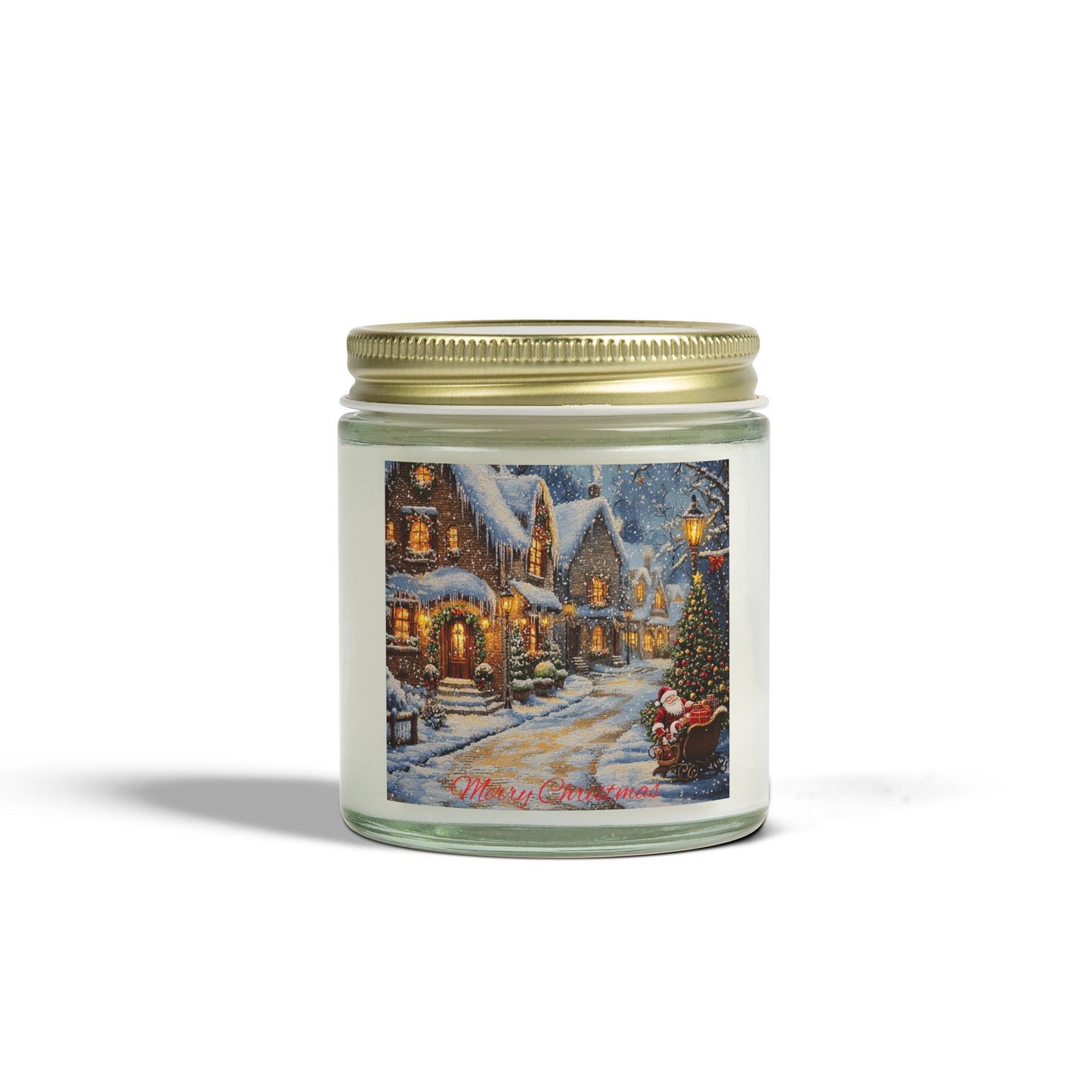 Scented Candle with a Festive Village Scene - Cozy Christmas Glow (4oz - 9oz)