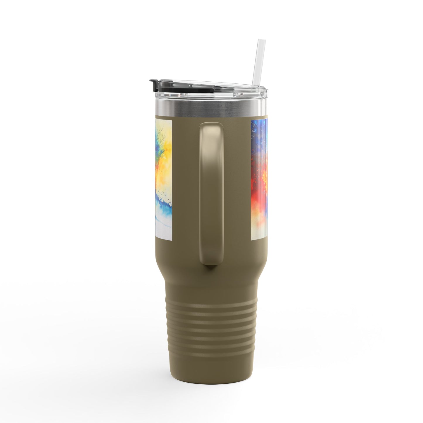 Insulated Travel Mug, 40oz - Abstract Watercolor Blend Design