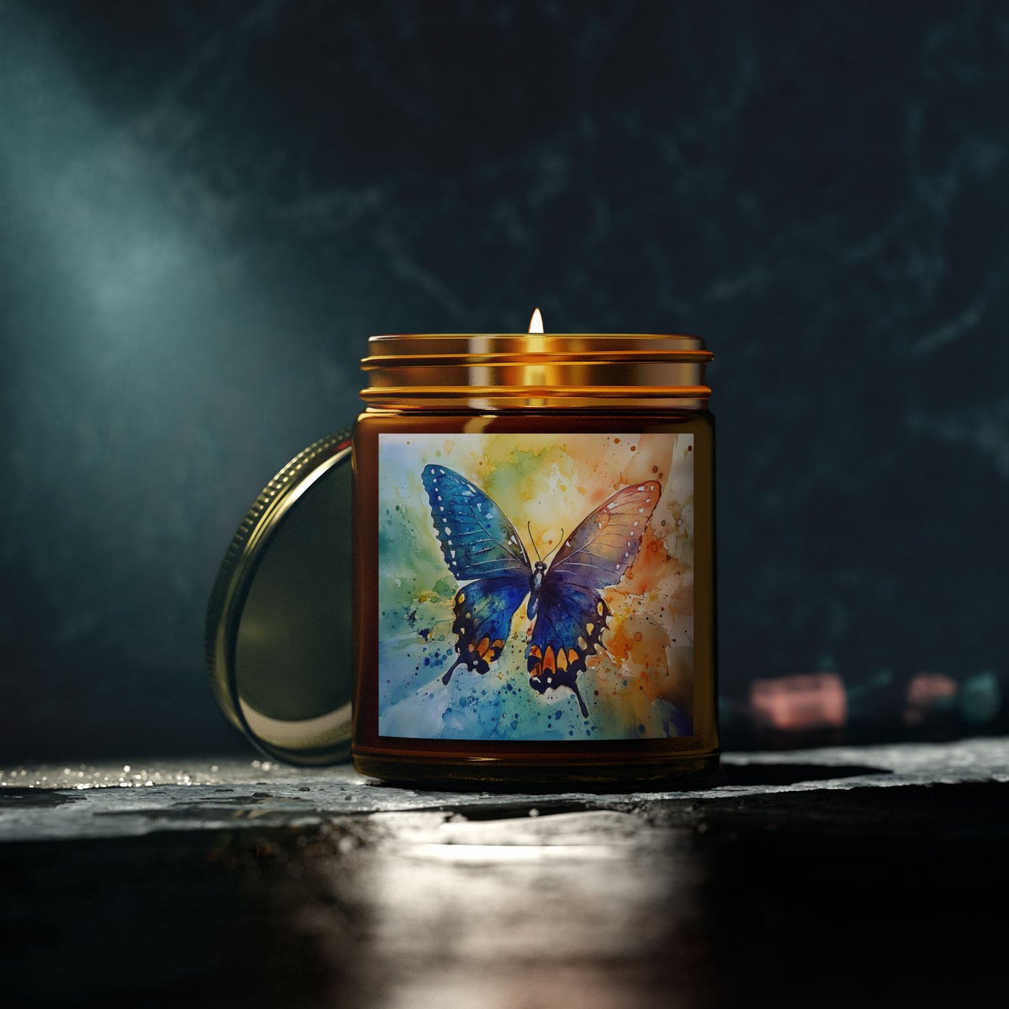 Elegant Watercolor Butterfly Candle – A Touch of Nature's Grace