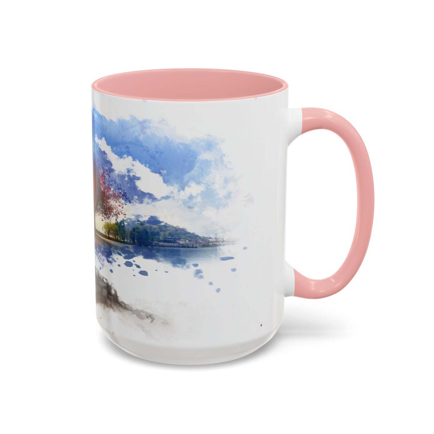 Lakeside Serenity Mug: Artful Watercolor Design