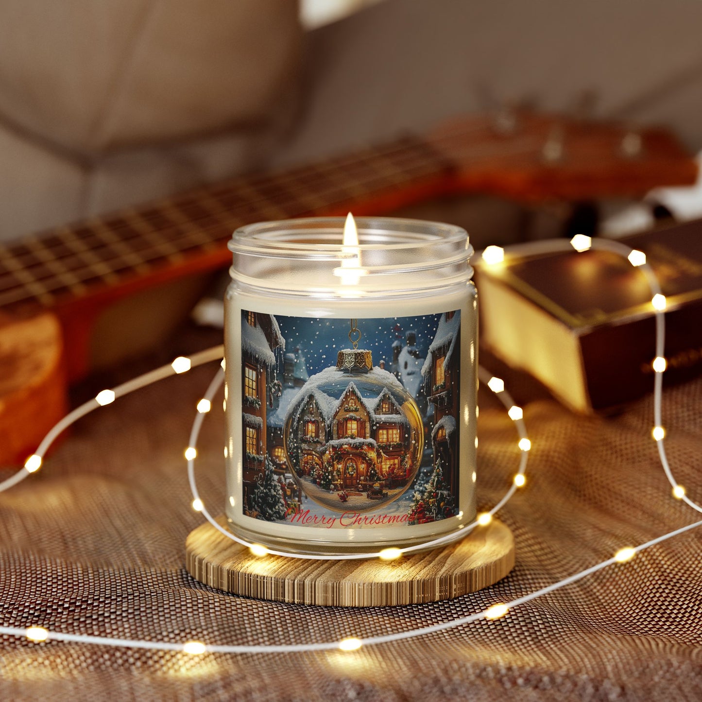 Scented Candle with Enchanting Holiday Scene: Capture the Spirit of Christmas