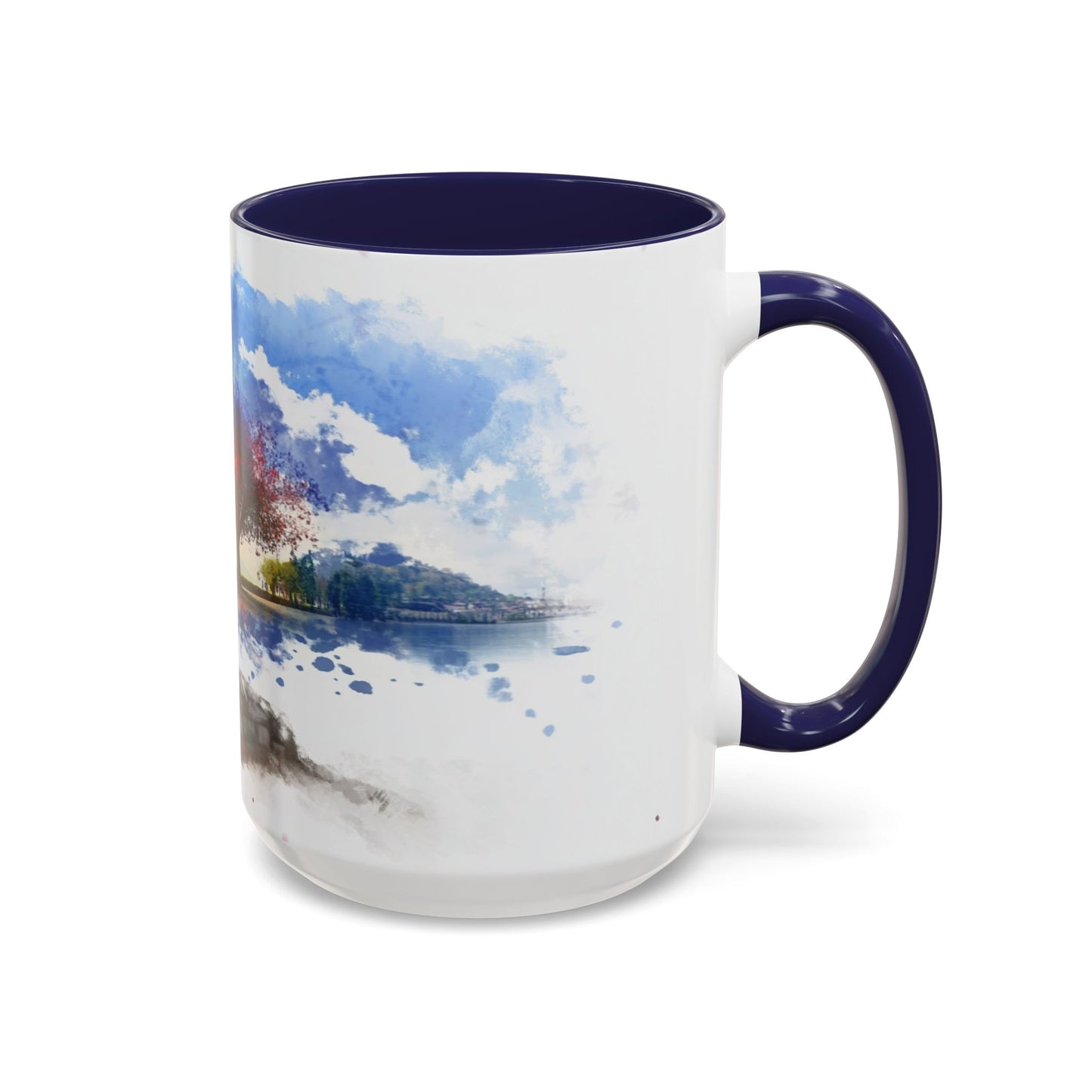 Lakeside Serenity Mug: Artful Watercolor Design