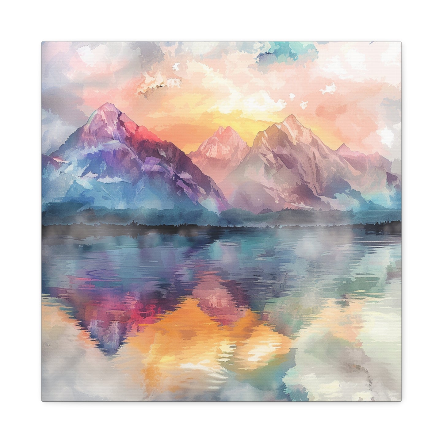 Majestic Peaks: Watercolor Mountain Canvas